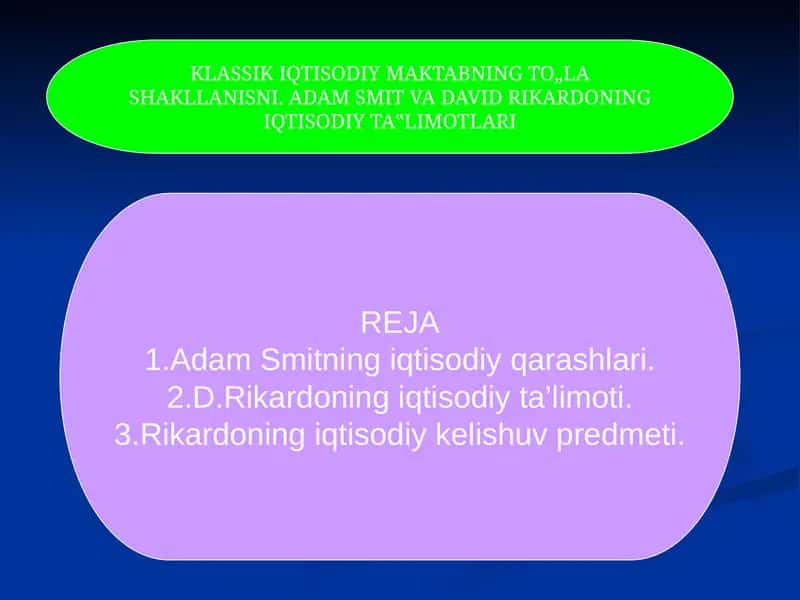 KLASSIK IQTISODIY MAKTABNING TO„LA