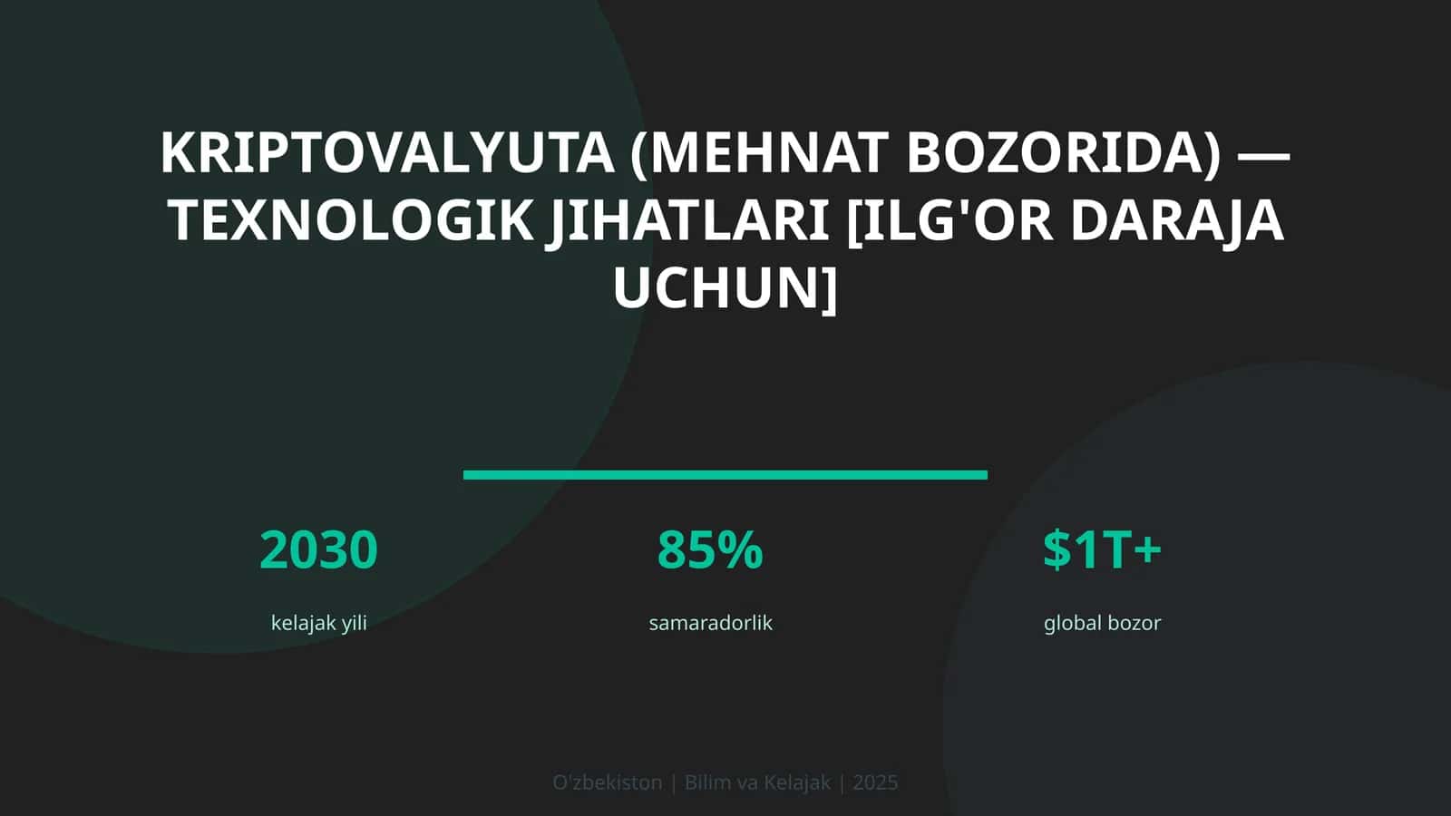 Kriptovalyuta (mehnat bozorida) — texnologik jihatlari [ilg'or daraja uchun]