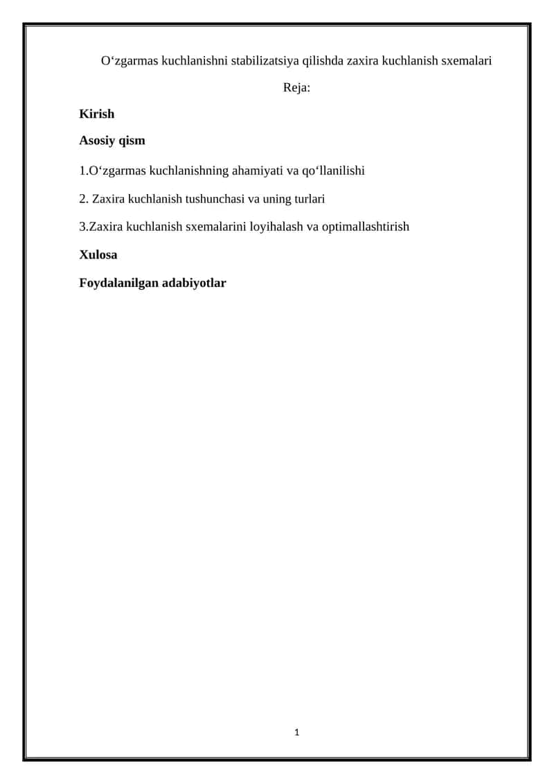 Zaxira kuchlanish sxemalari