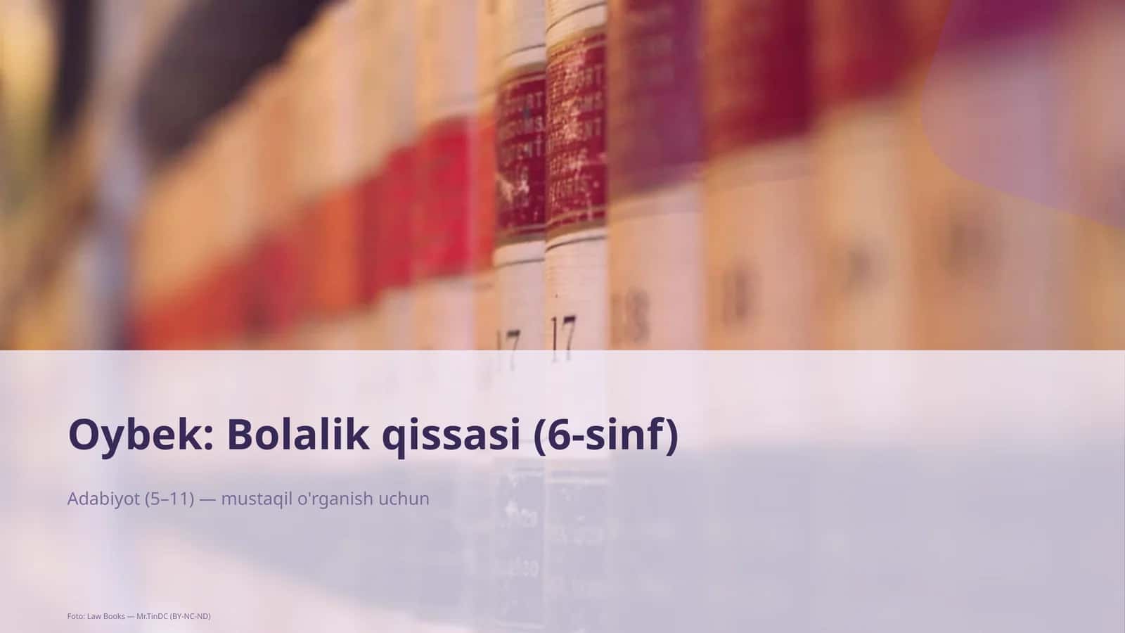 Oybek: Bolalik qissasi (6-sinf)