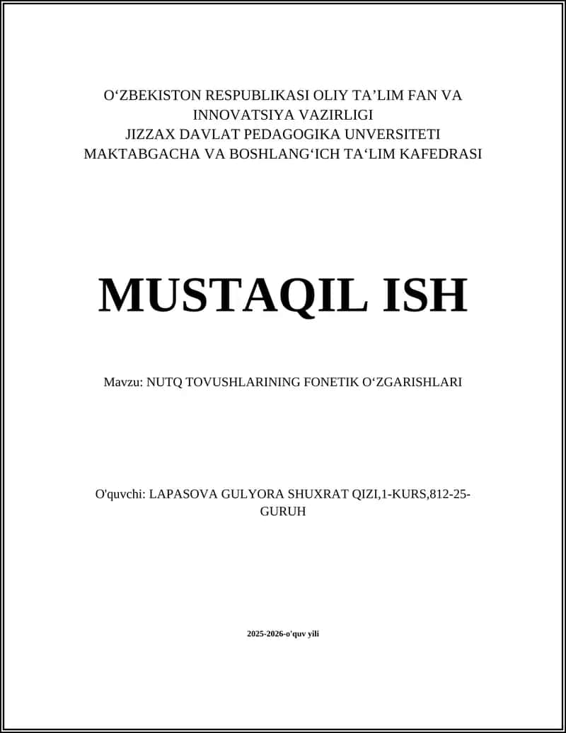 NUTQ TOVUSHLARINING FONETIK O‘ZGARISHLARI