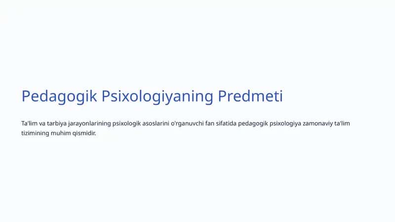 Pedagogik Psixologiyaning Predmeti