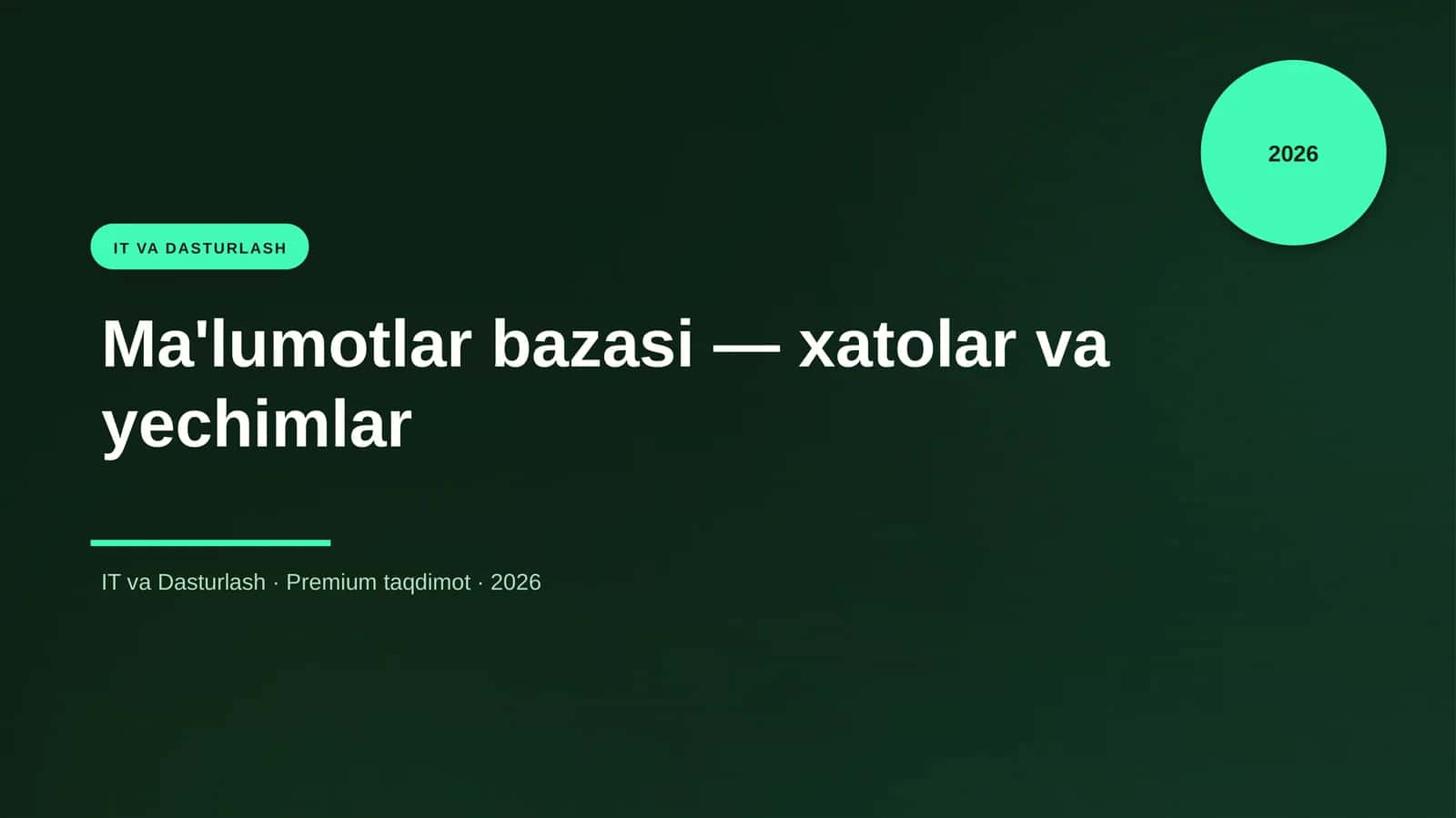 Ma'lumotlar bazasi — xatolar va yechimlar