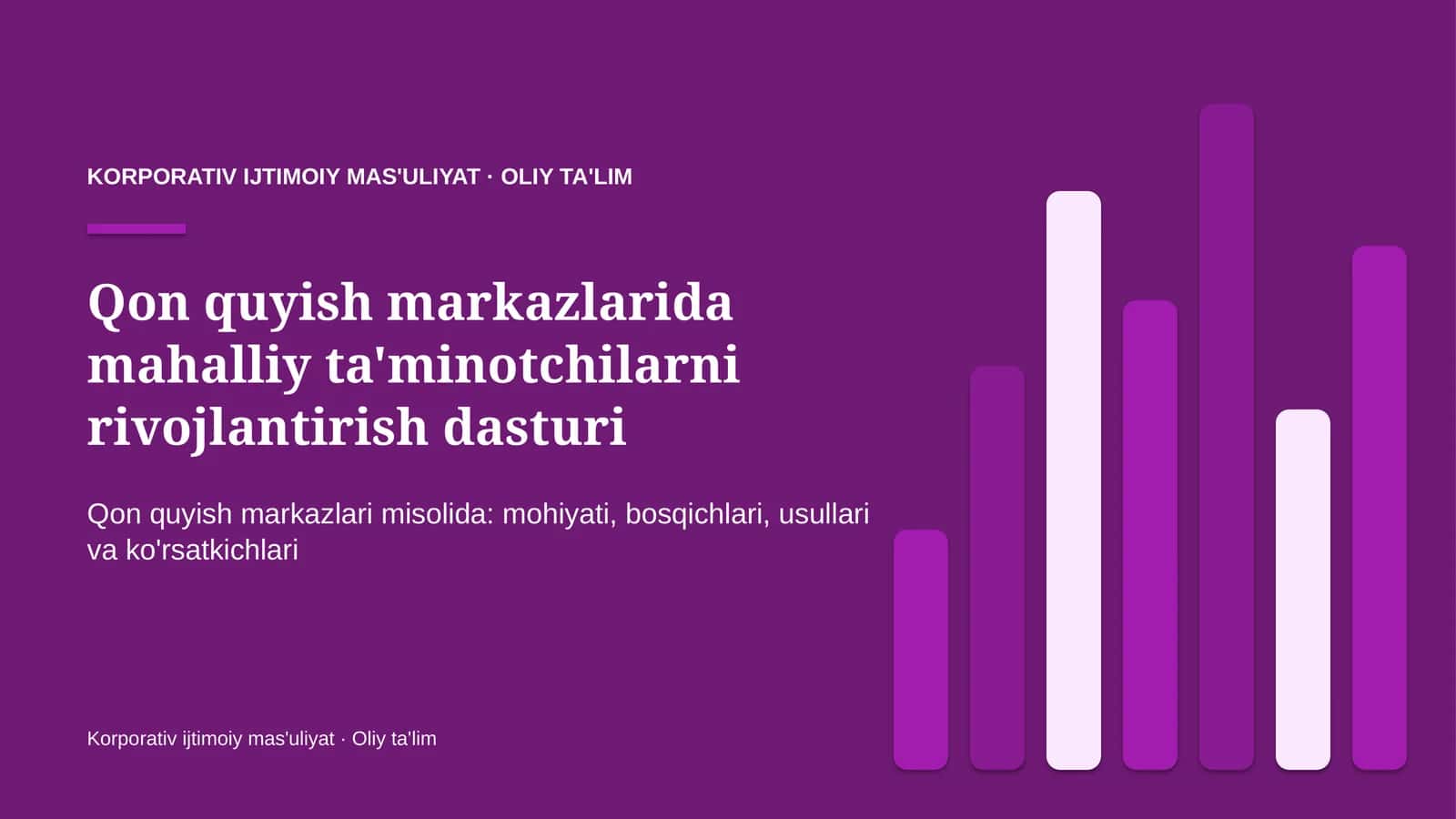 Qon quyish markazlarida mahalliy ta'minotchilarni rivojlantirish dasturi