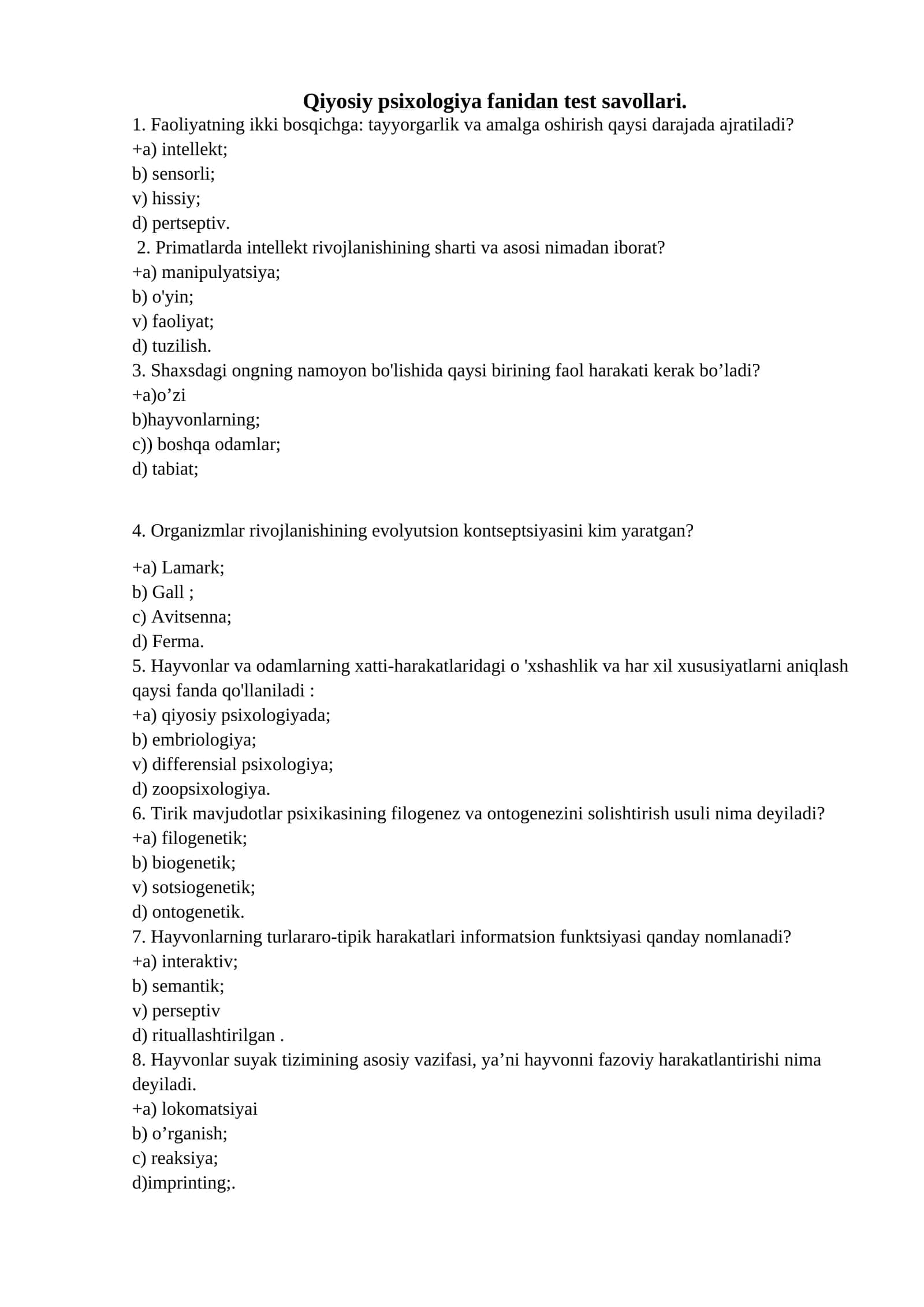 Psixologiyadan test
