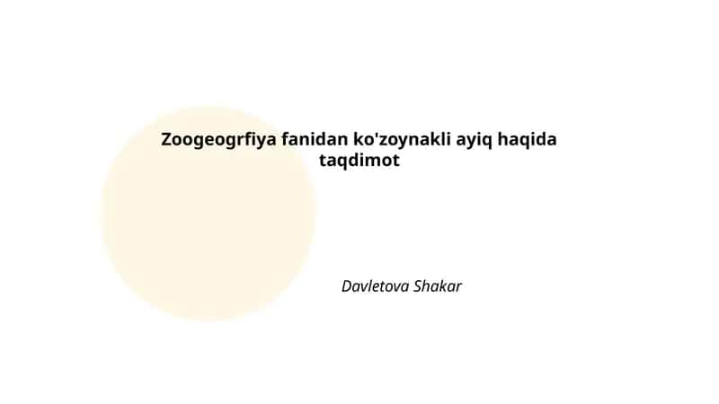Ko'zoynakli ayiq haqida taqdimot