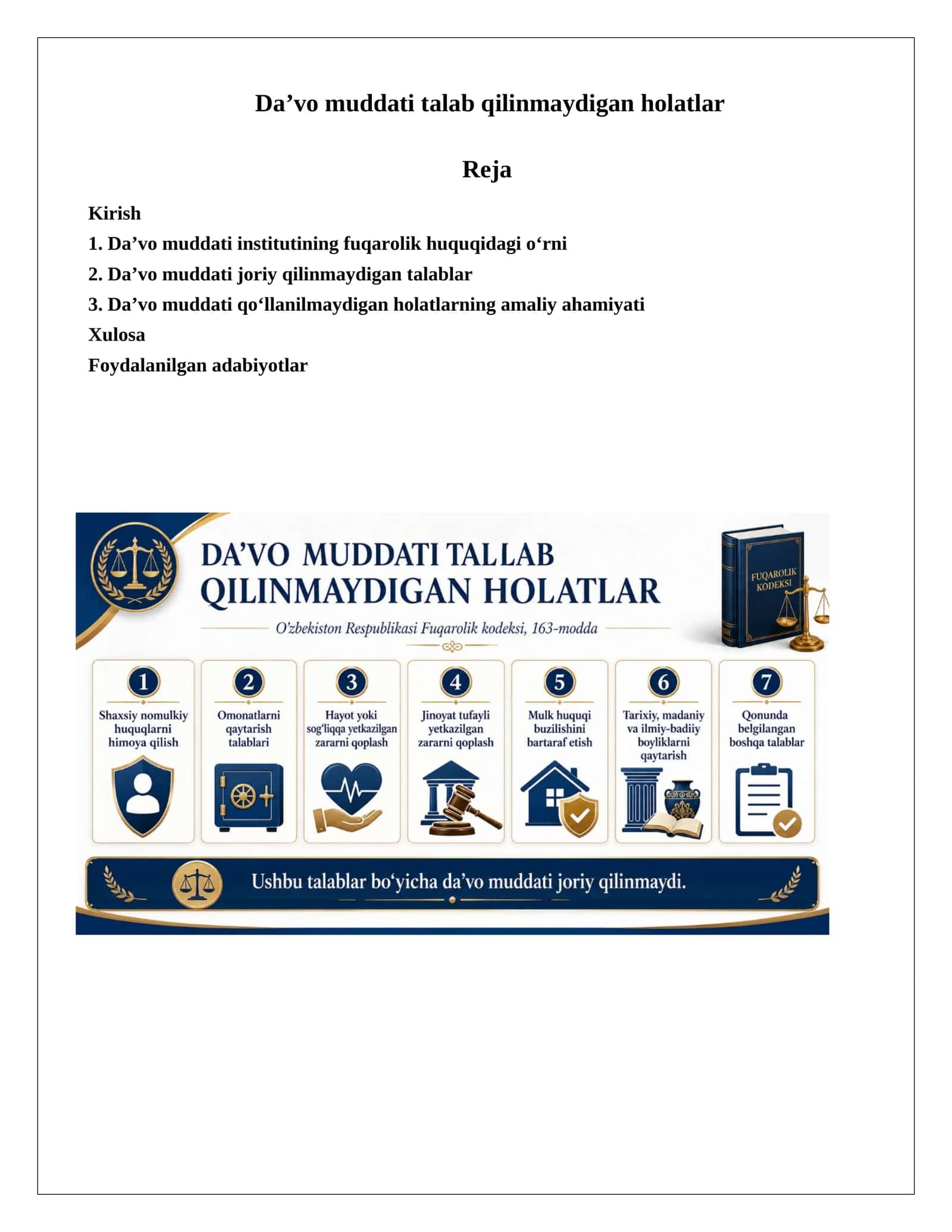 Da’vo muddati talab qilinmaydigan holatlar