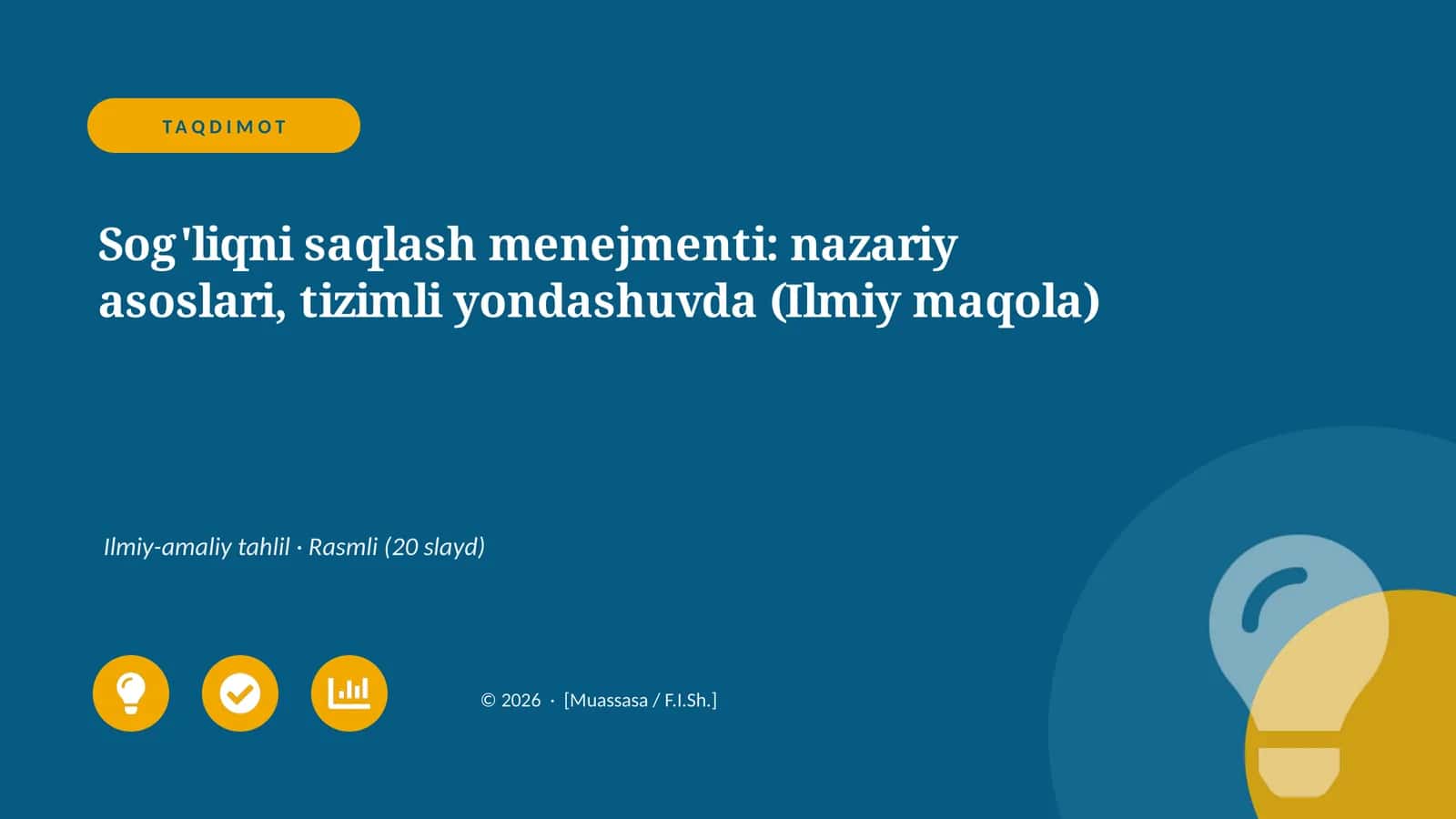 Sog'liqni saqlash menejmenti: nazariy asoslari, tizimli yondashuvda (Ilmiy maqola)