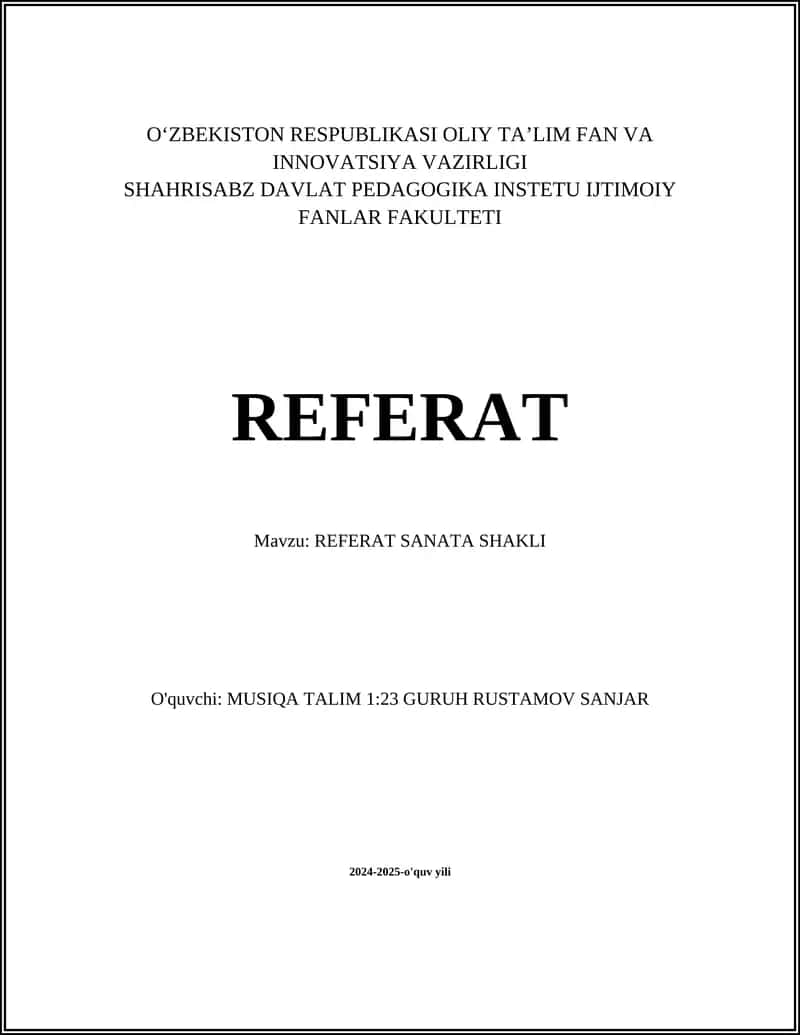 REFERAT SANATA SHAKLI