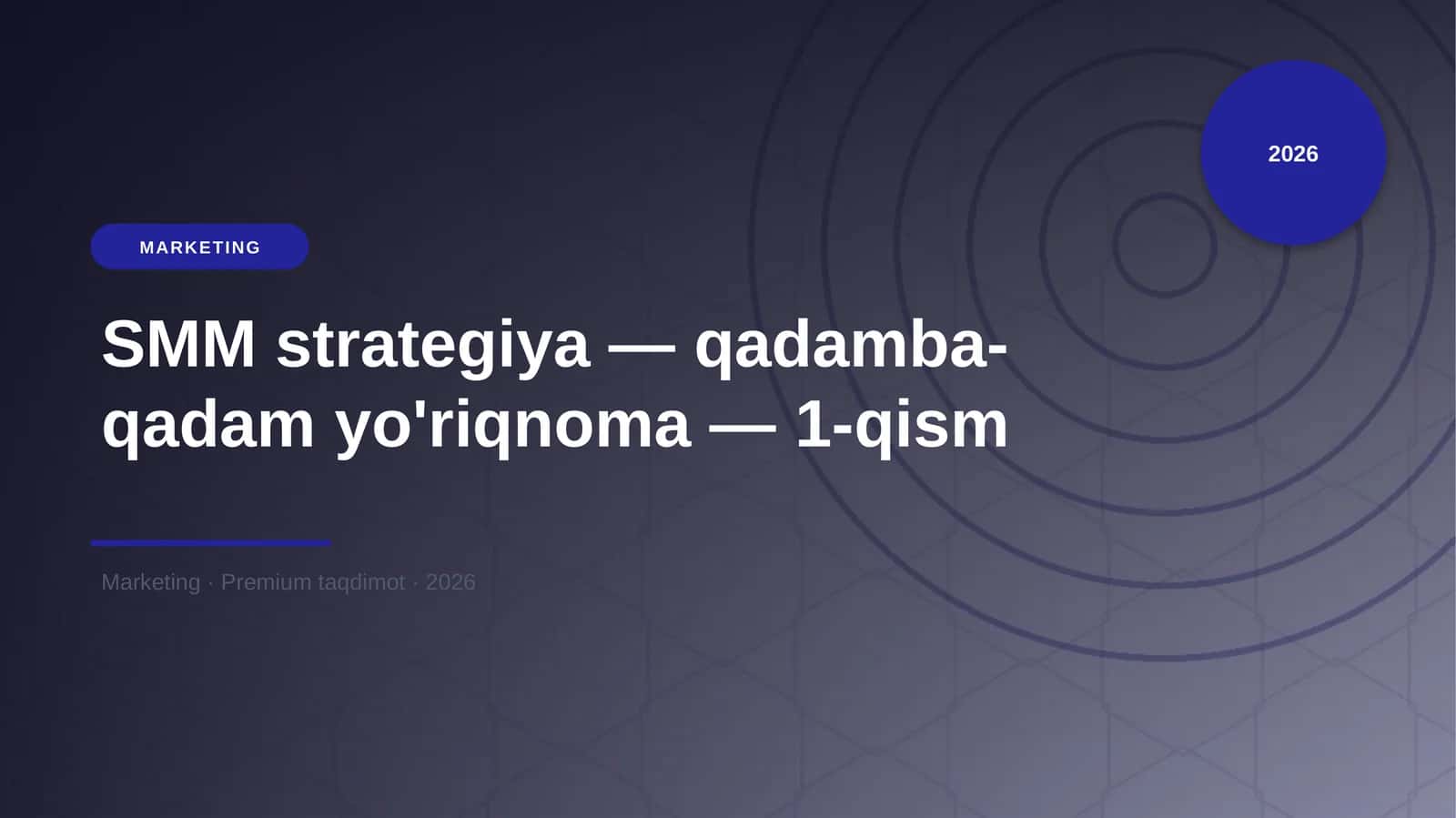 SMM strategiya — qadamba-qadam yo'riqnoma — 1-qism