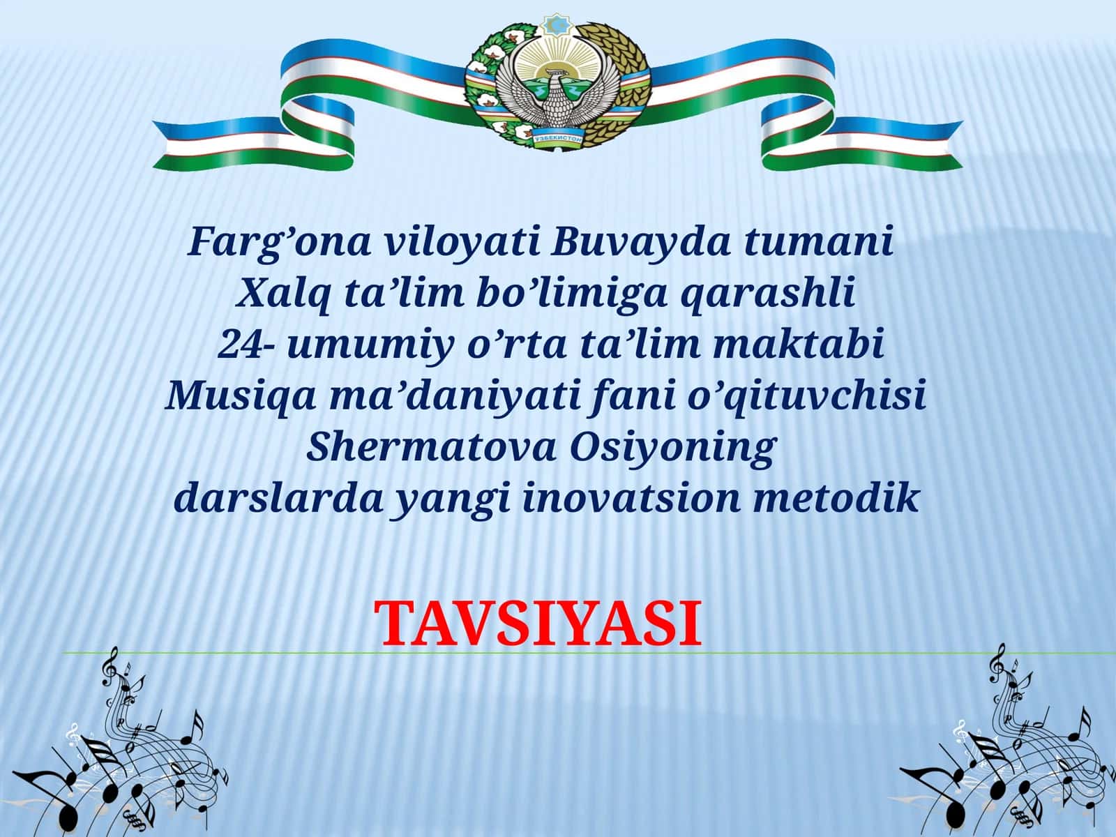 5-sinf Musiqa fanidan Opera san'ati mavzusida ochiq dars ishlanma