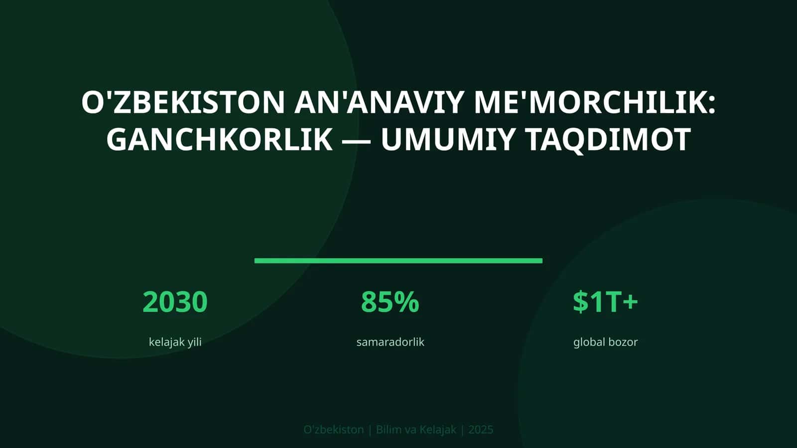 O'zbekiston an'anaviy me'morchilik: ganchkorlik — umumiy taqdimot