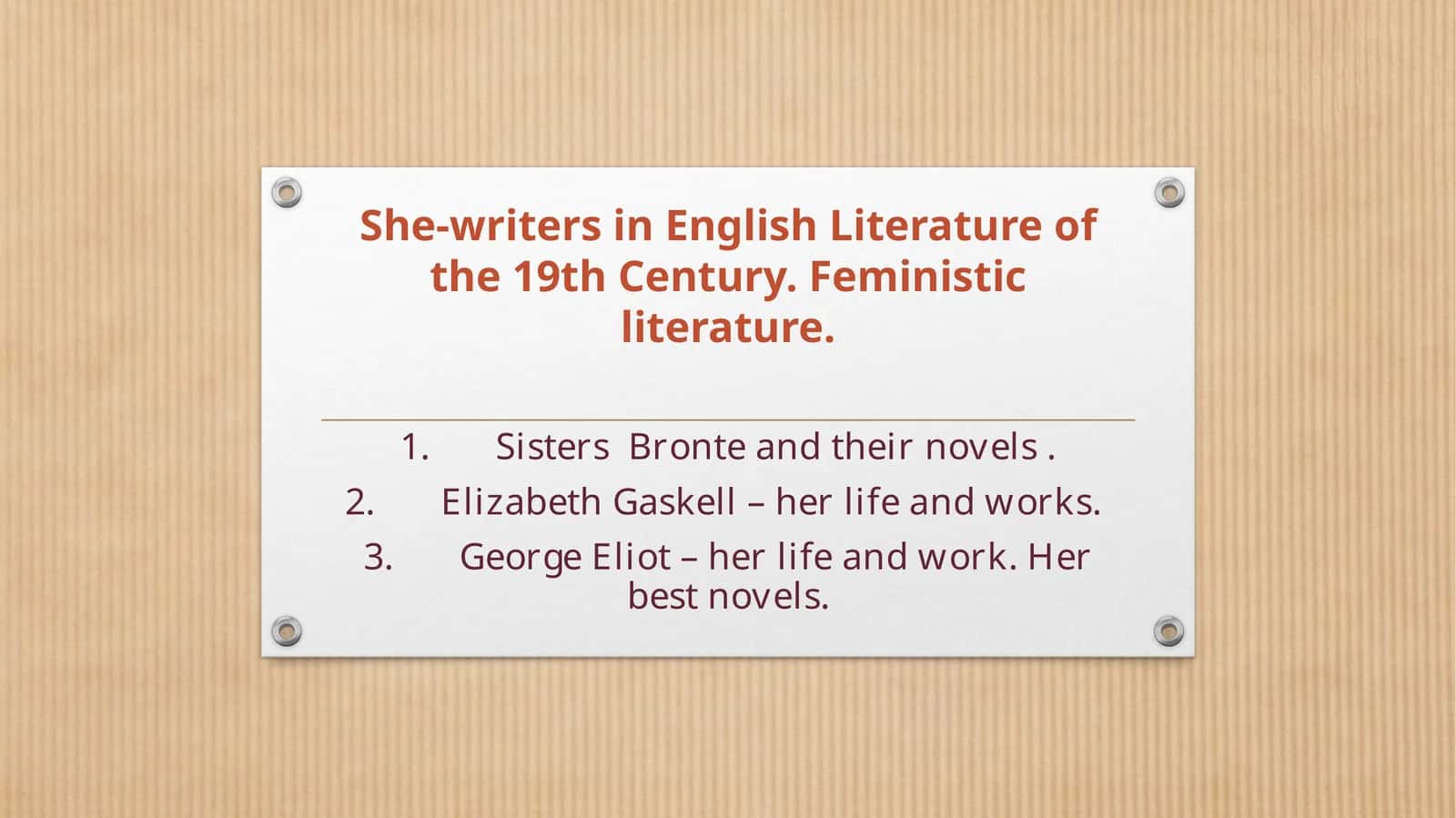 She-writers in English Literature of the 19th Century