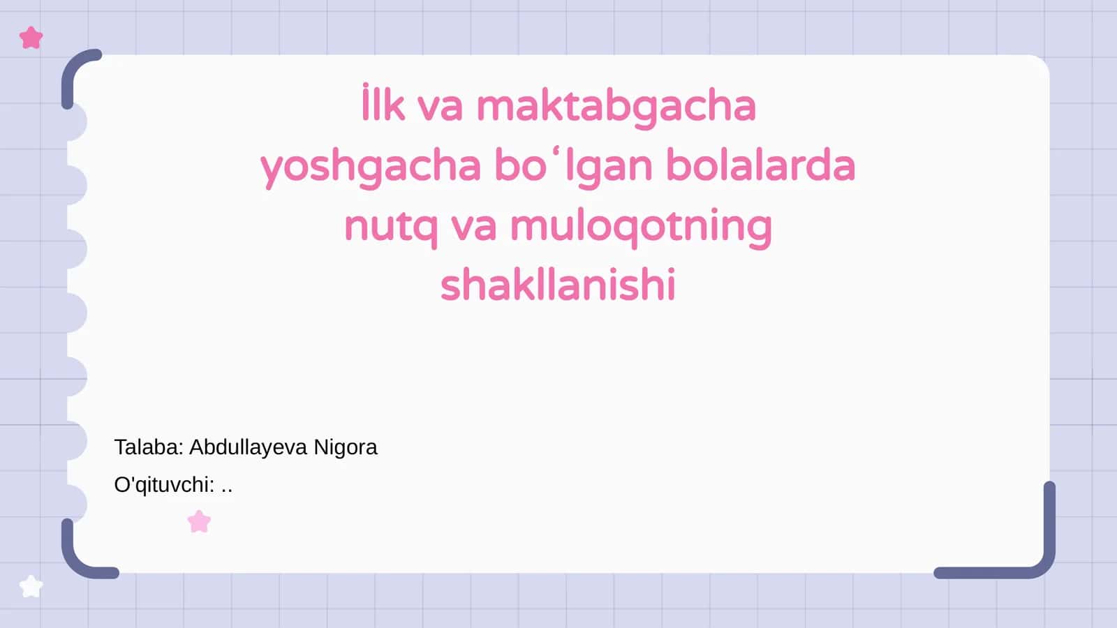 Nutq va muloqotning shakllanishi