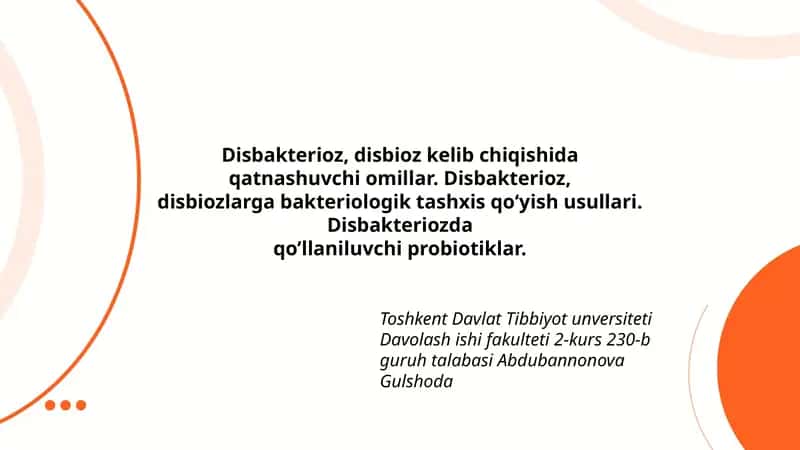Disbakterioz va uning muammosi