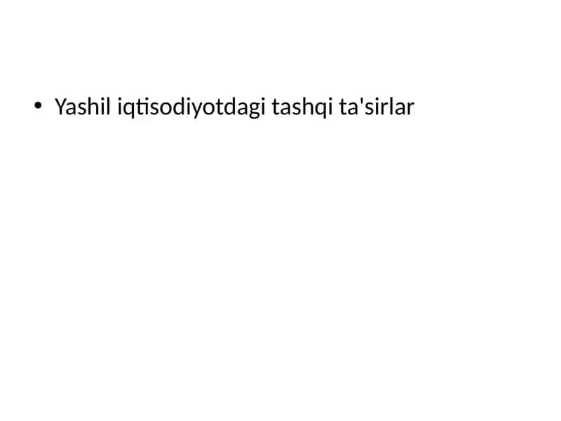 Yashil iqtisodiyotdagi tashqi ta'sirlar