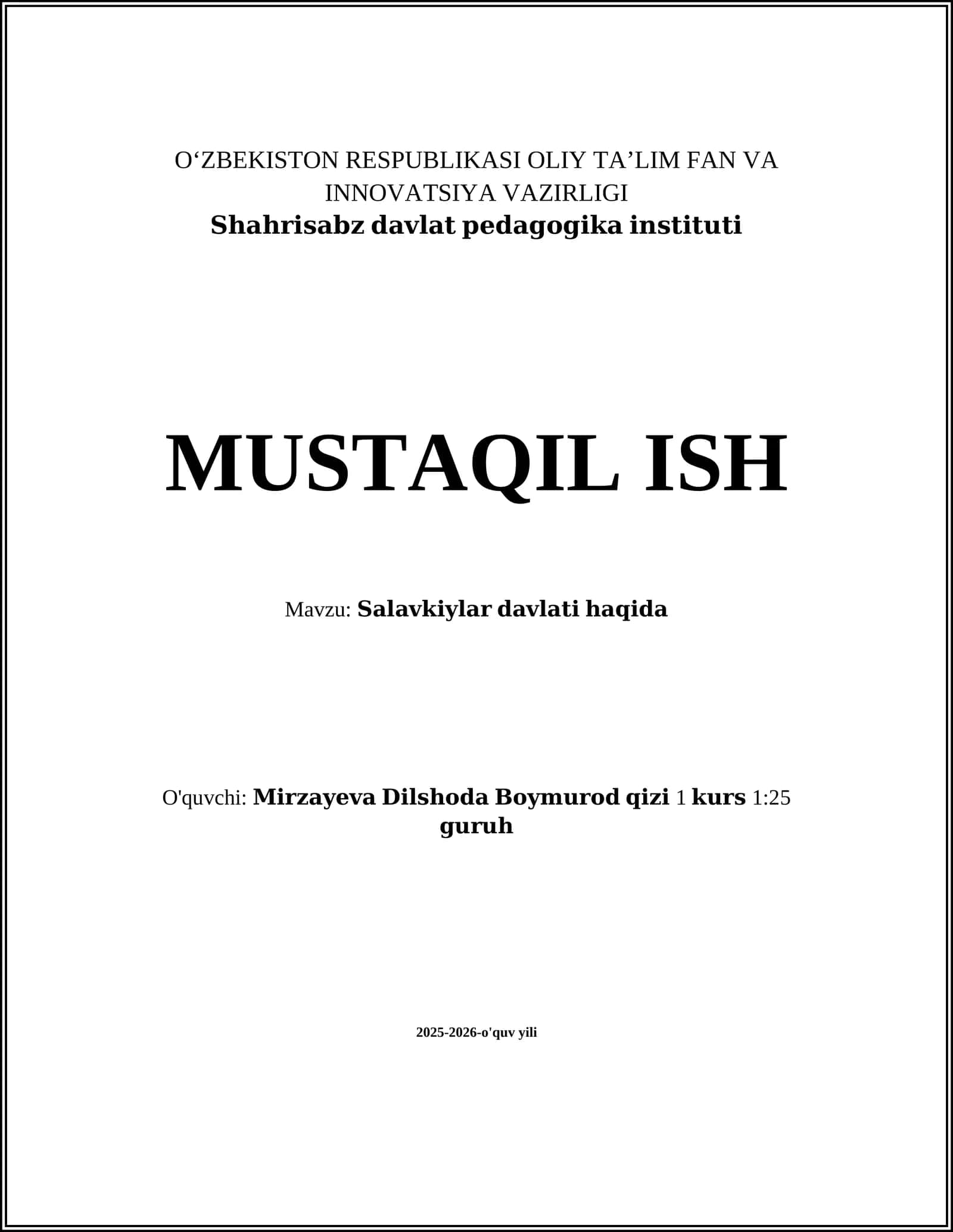 Salavkiylar davlati haqida