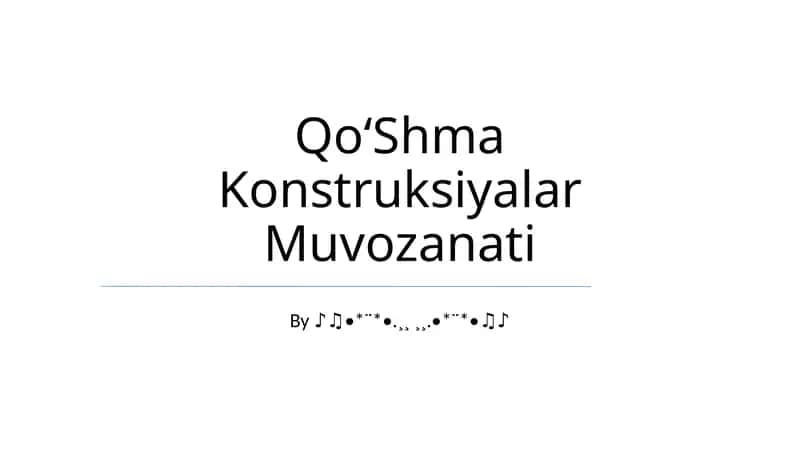 QoʻShma Konstruksiyalar Muvozanati