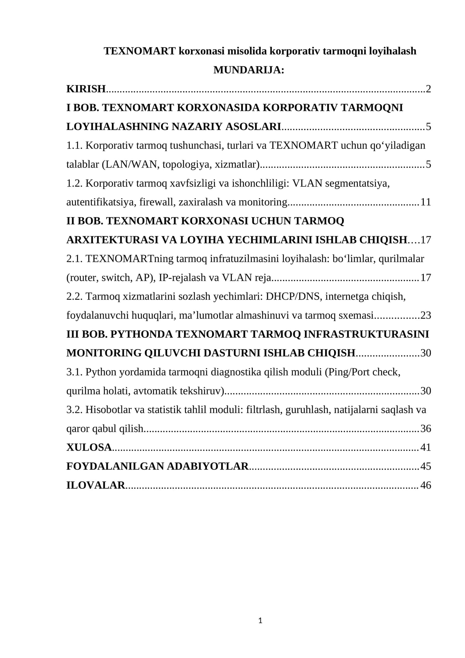 KORPORATIV TARMOQNI LOYIHALASH