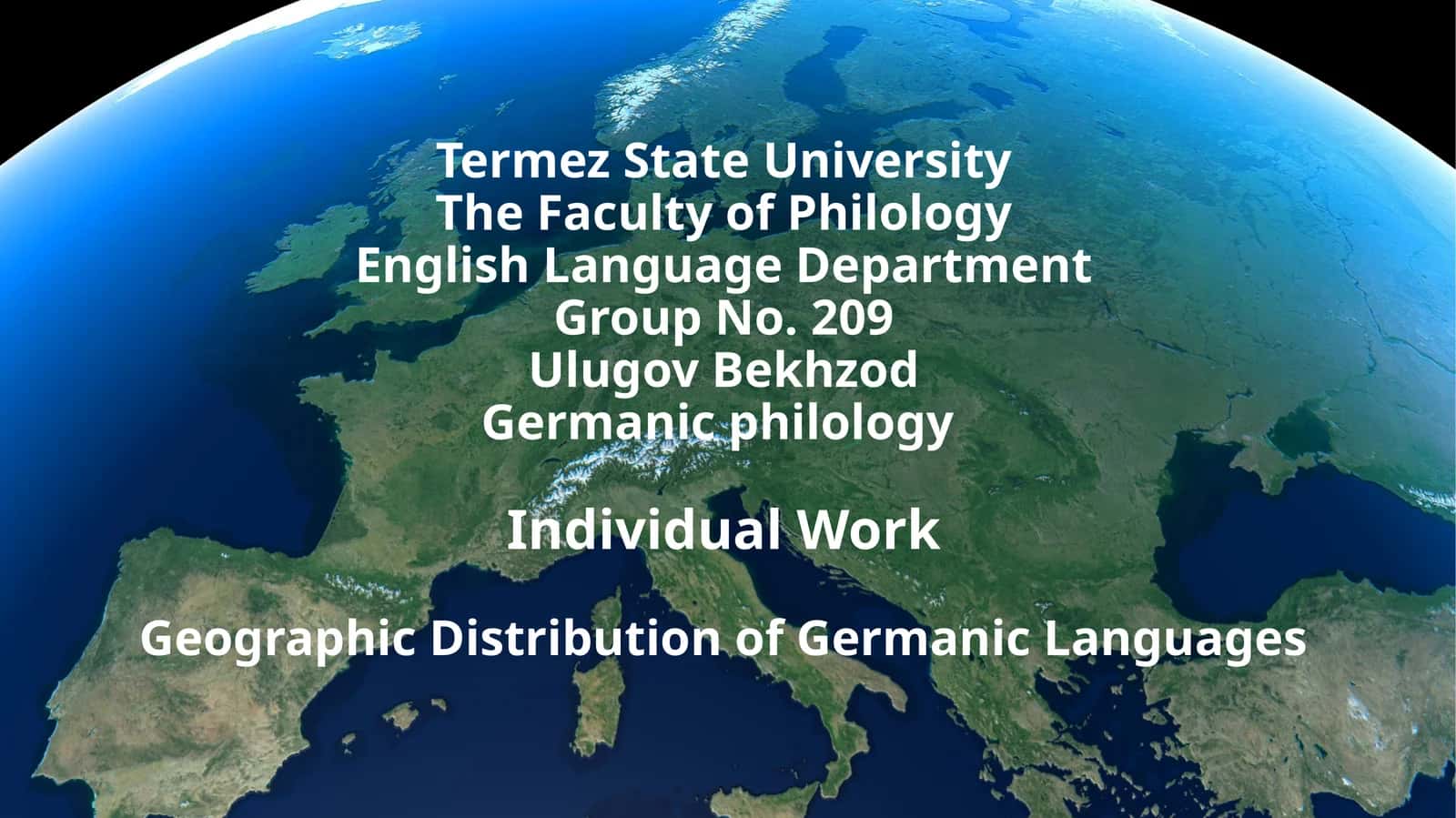 Geographic Distribution of Germanic Languages
