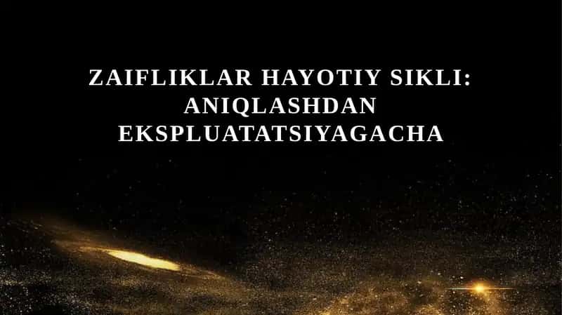 Zaifliklar hayotiy sikli aniqlashdan ekspluatatsiyagacha