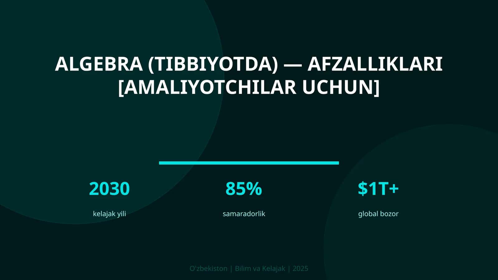 Algebra (tibbiyotda) — afzalliklari [amaliyotchilar uchun]