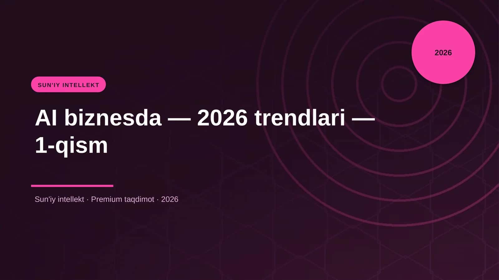 AI biznesda — 2026 trendlari — 1-qism
