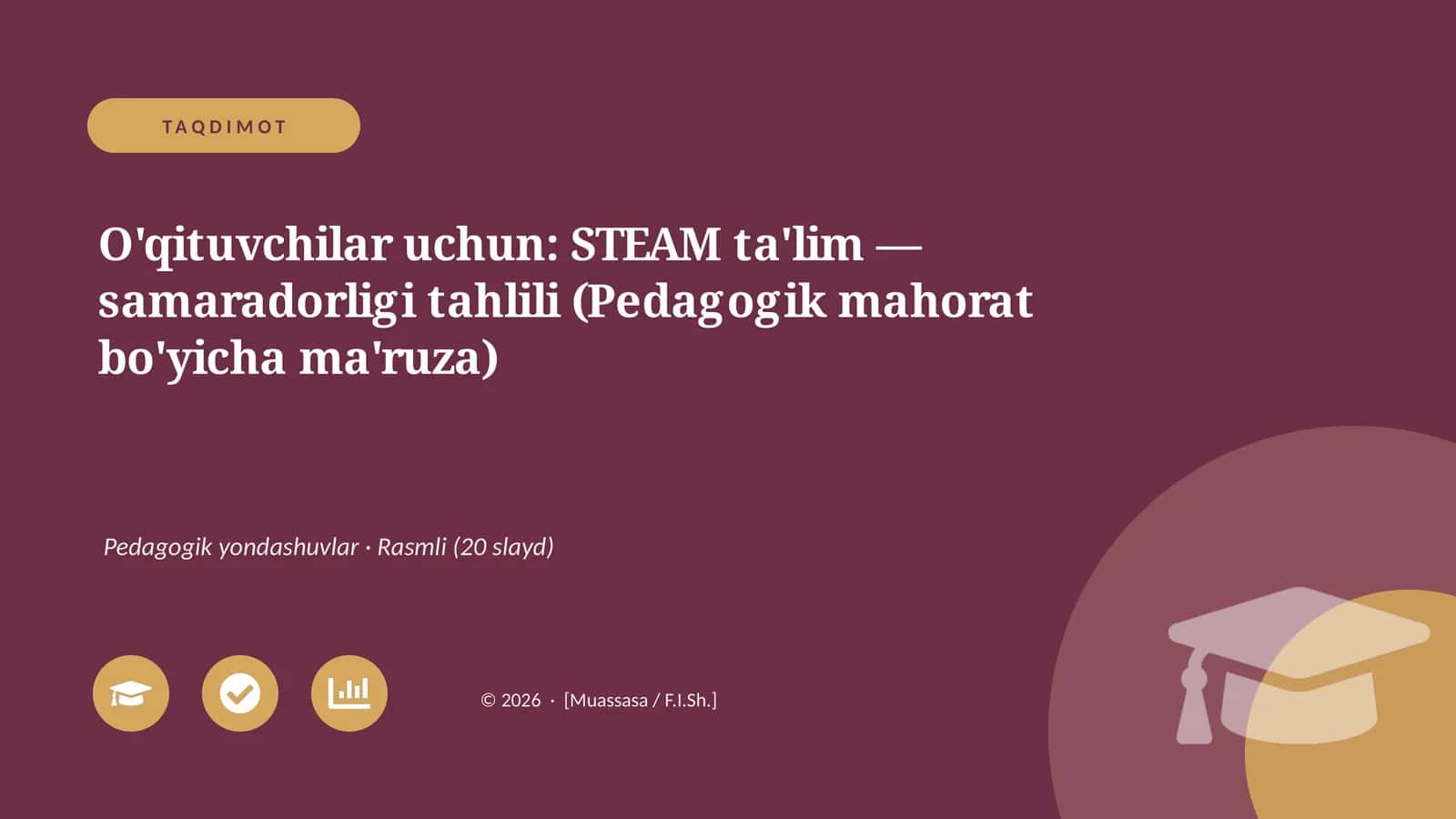 Pedagogik mahorat bo'yicha ma'ruza