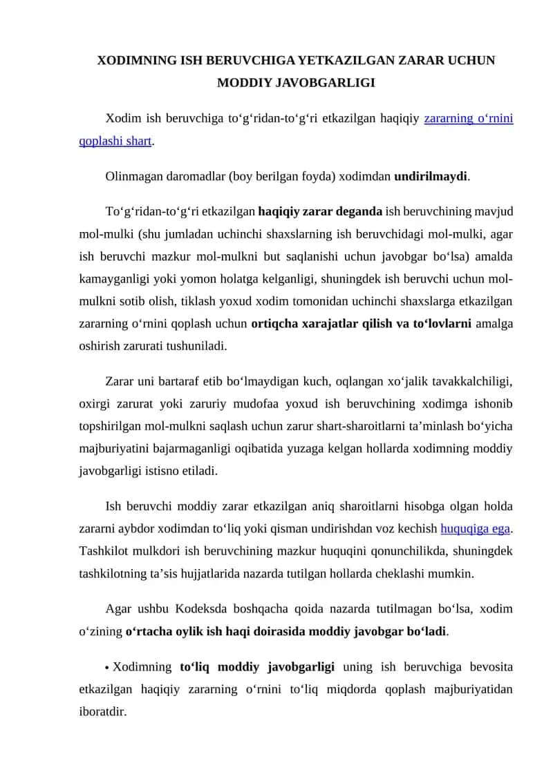 Moddiy Zarar Etish