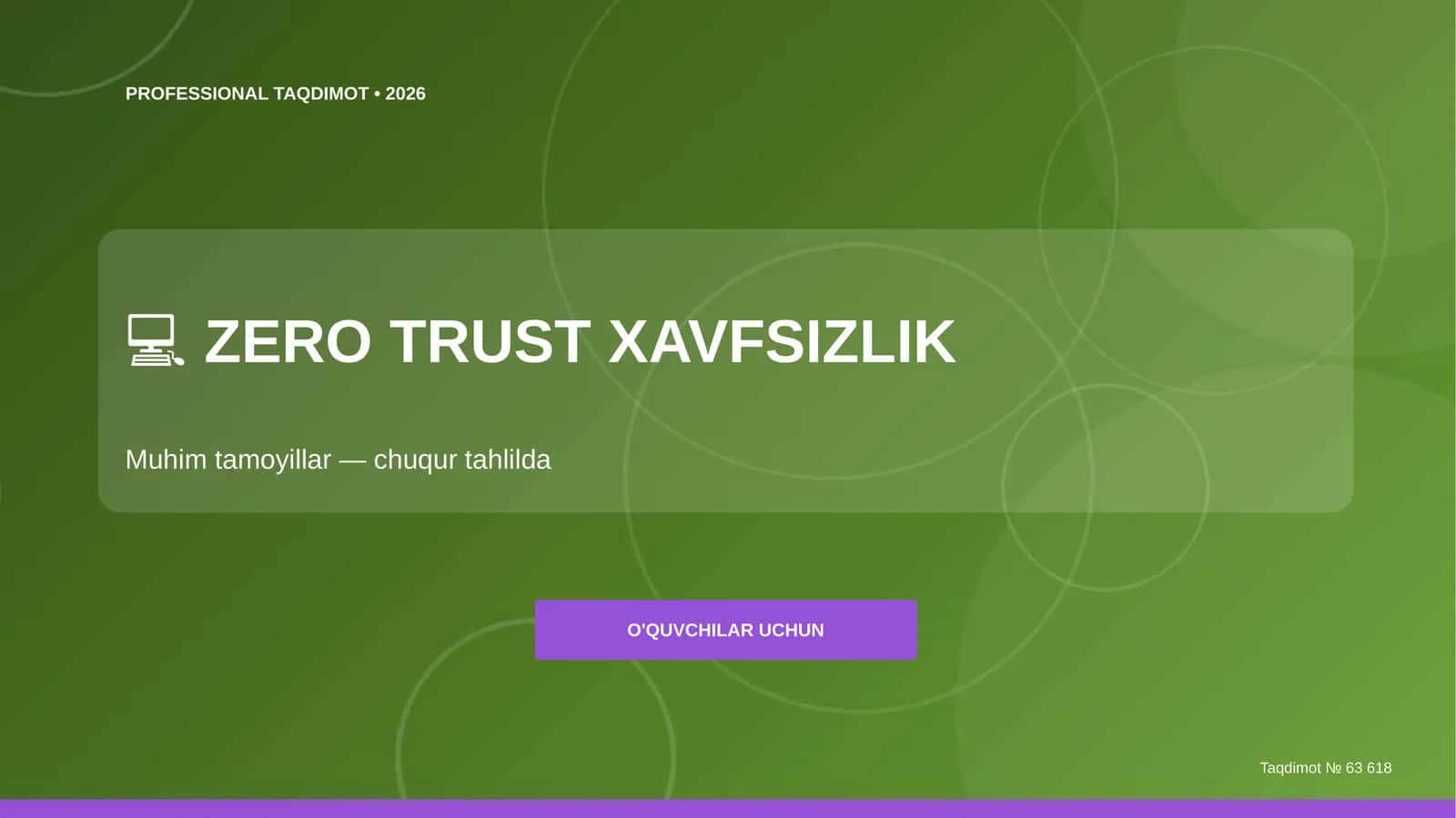 Zero Trust Xavfsizlik: Muhim tamoyillar