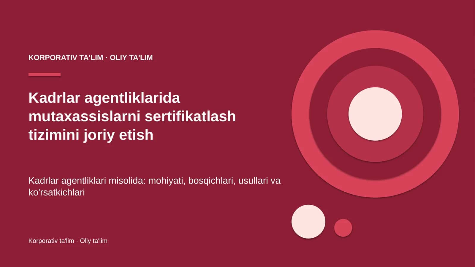 Kadrlar agentliklarida mutaxassislarni sertifikatlash tizimini joriy etish