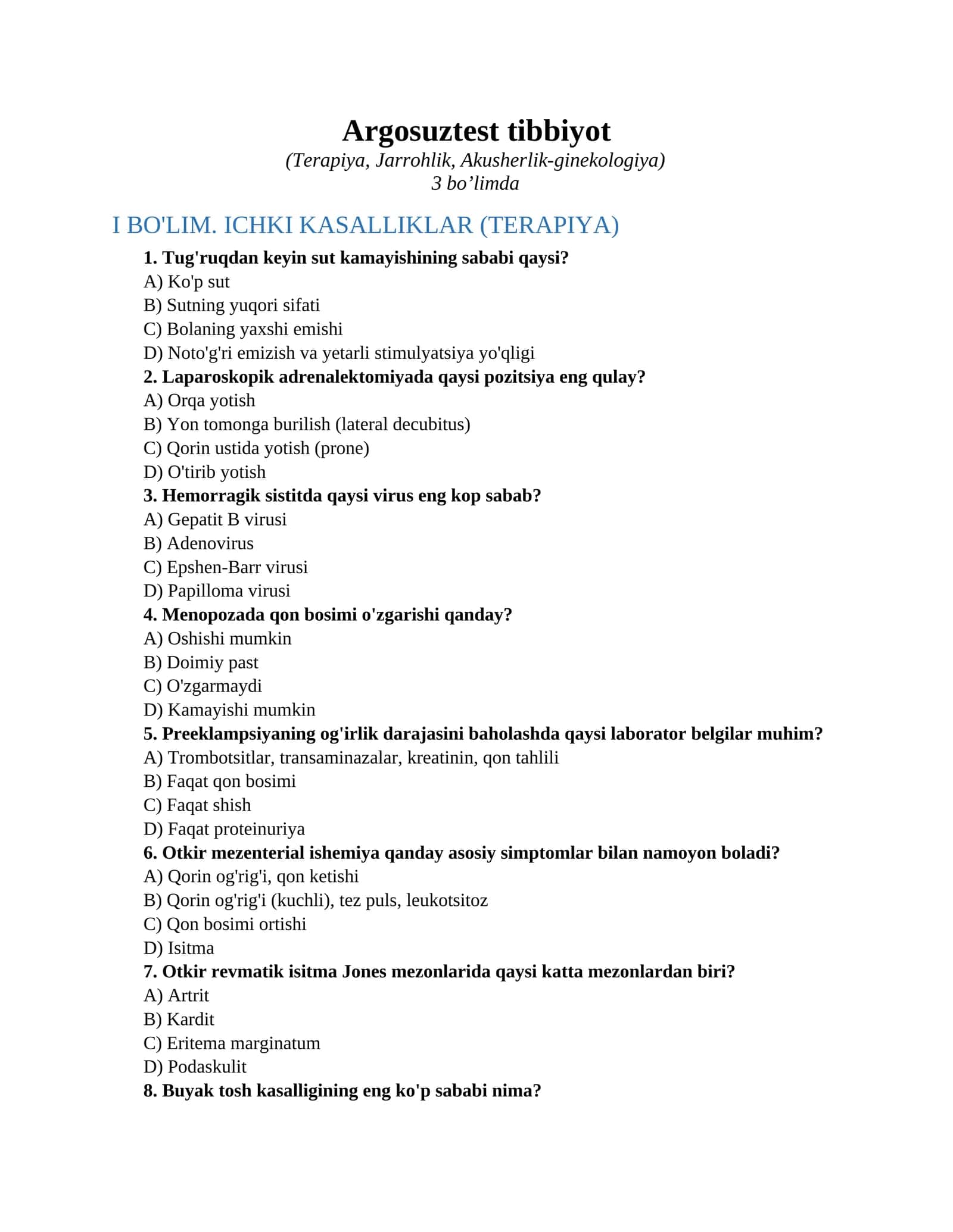 Argosuztest tibbiyot