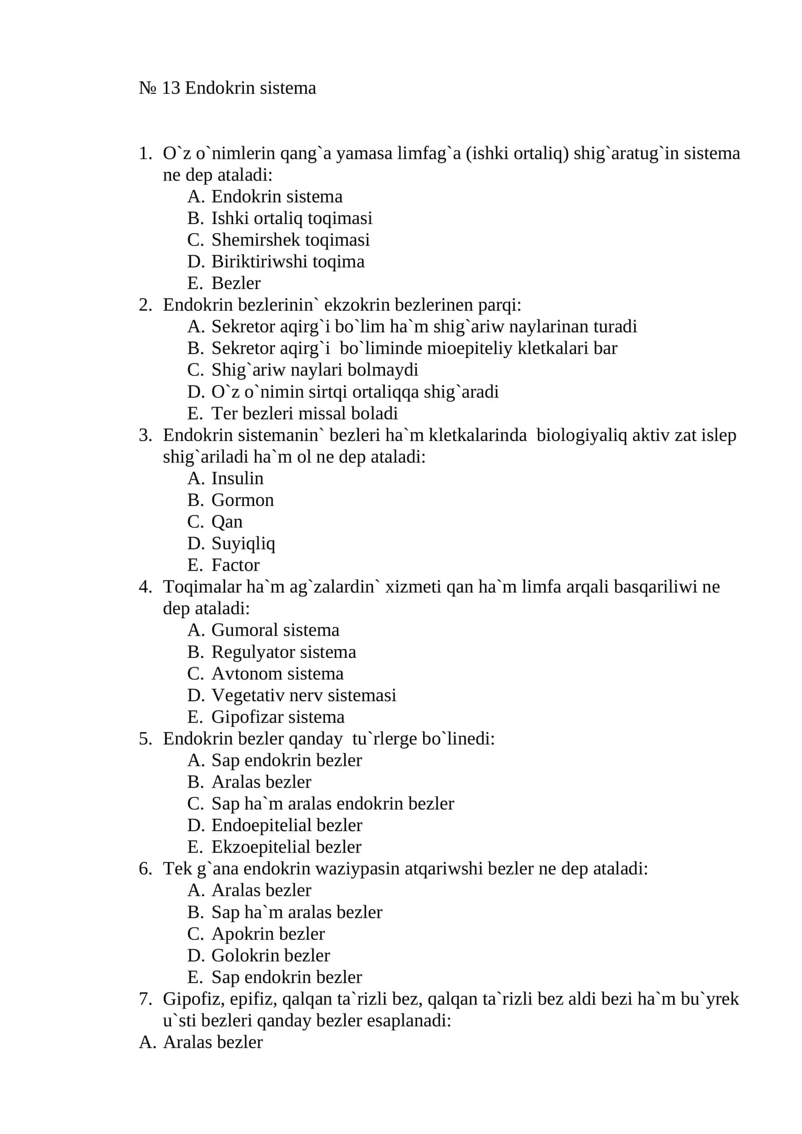 № 13 Endokrin sistema