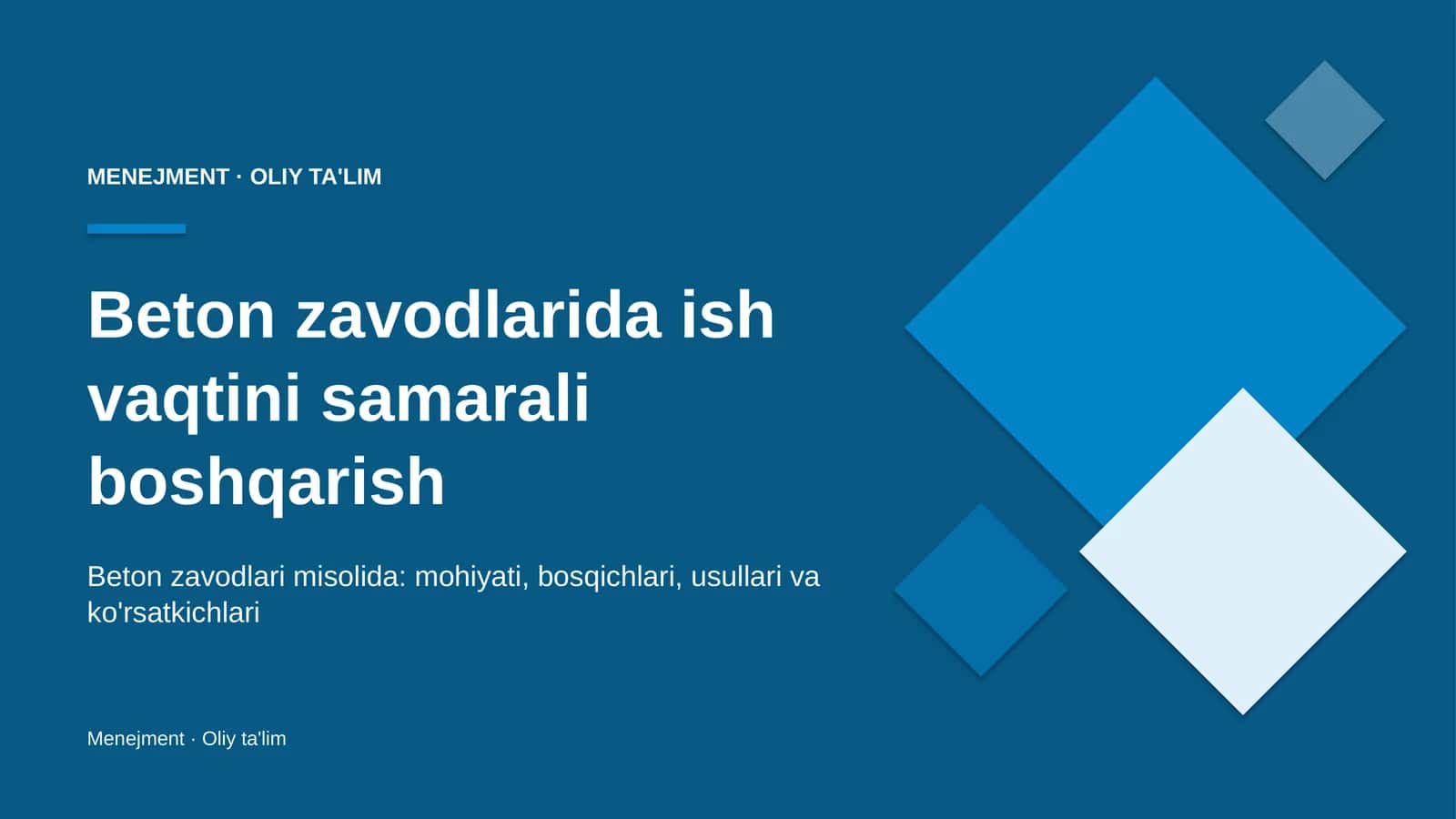 Beton zavodlarida ish vaqtini samarali boshqarish