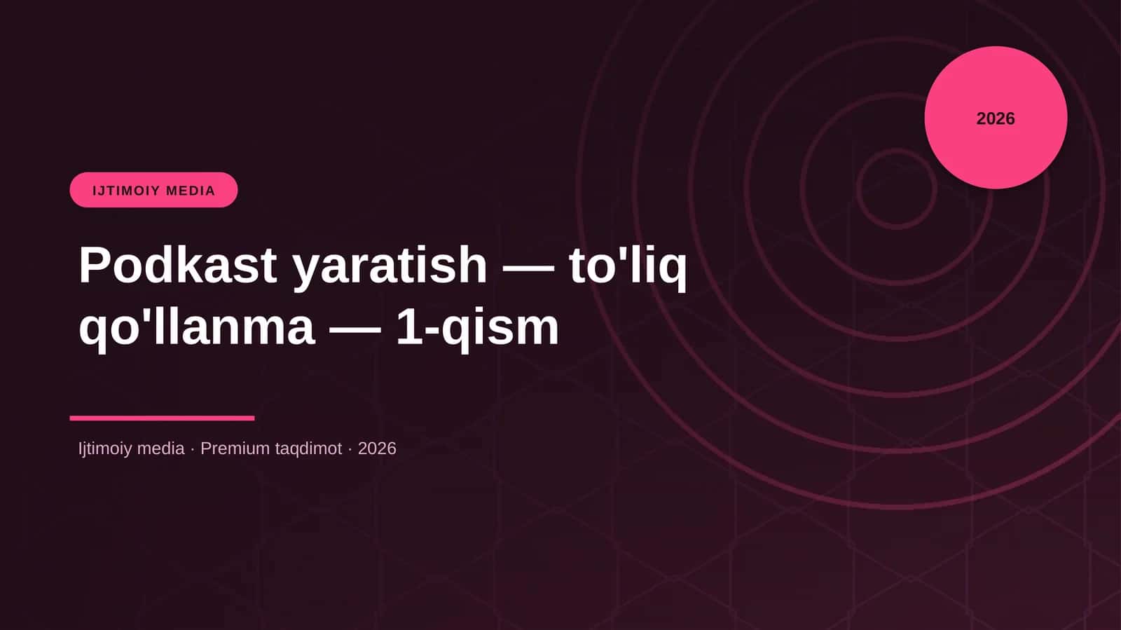 Podkast yaratish — to'liq qo'llanma — 1-qism