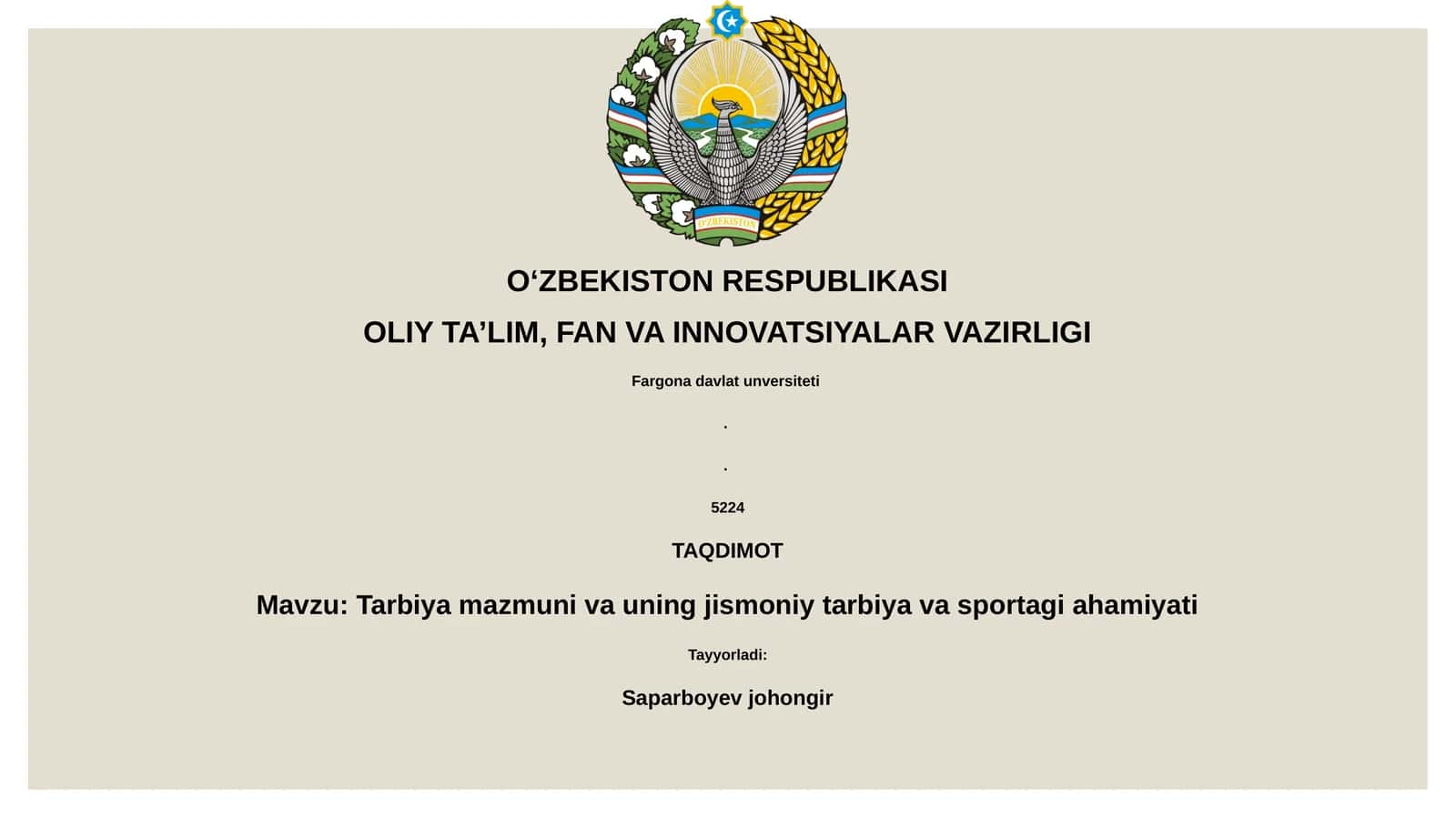 Tarbiya mazmuni va uning jismoniy tarbiya va sportagi ahamiyati