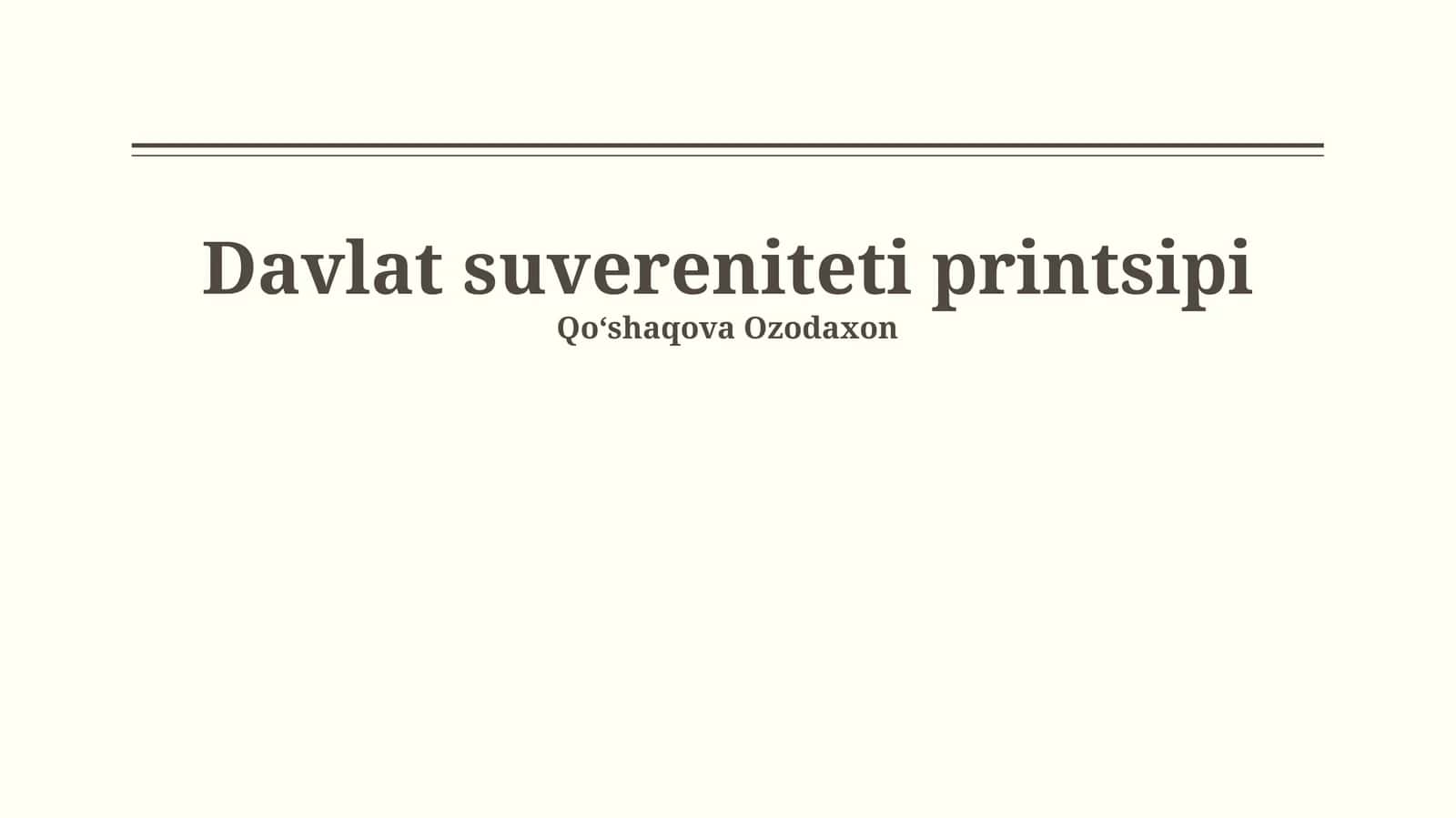 Davlat Suvereniteti printsipi