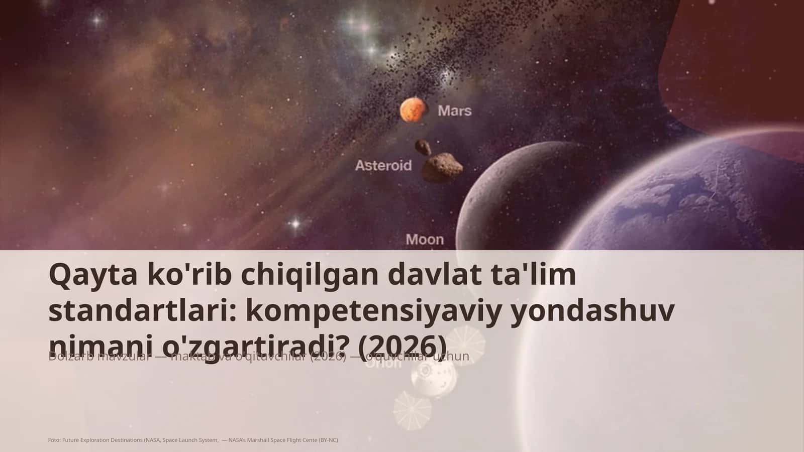 Dolzarb mavzular — maktab va o'qituvchilar (2026) — o'quvchilar uchun