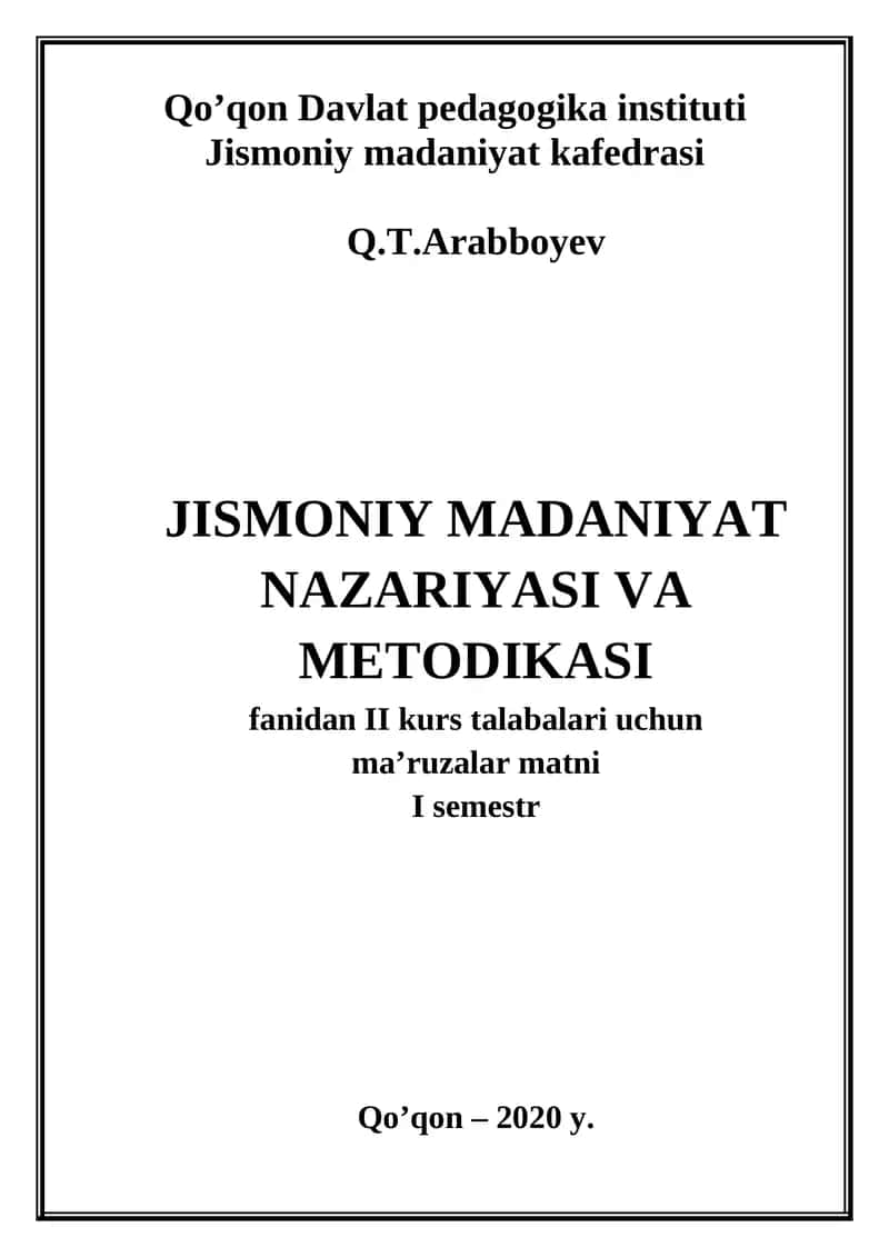 Jismoniy madaniyat nazariyasi va metodikasi