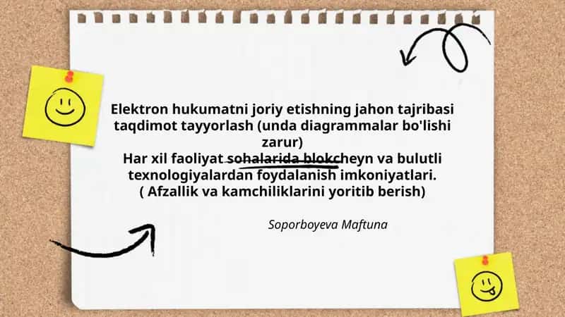 Elektron hukumatni joriy etishning jahon tajribasi taqdimot tayyorlash