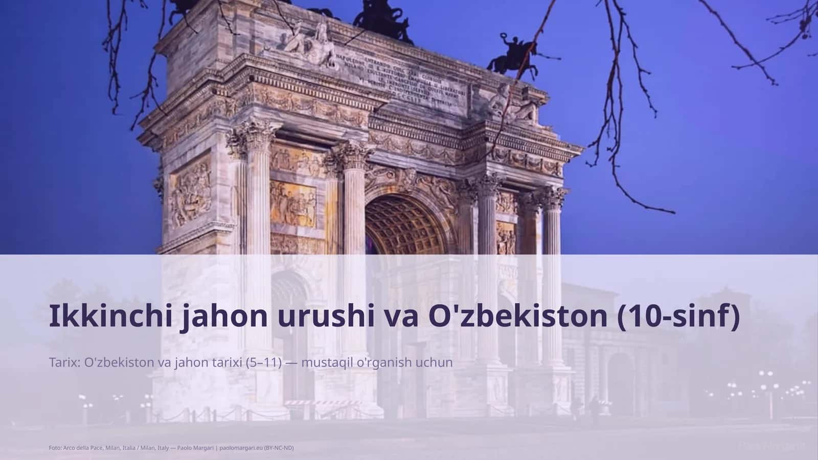 Ikkinchi jahon urushi va O'zbekiston (10-sinf)