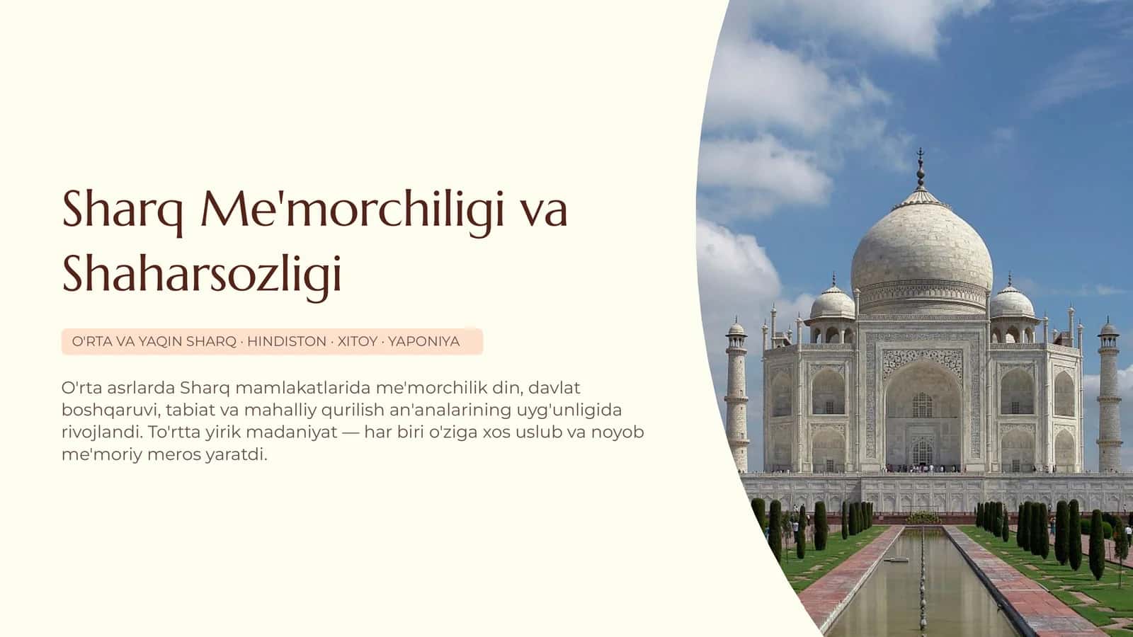 Sharq Me’morchiligi va Shaharsozligi | PPT