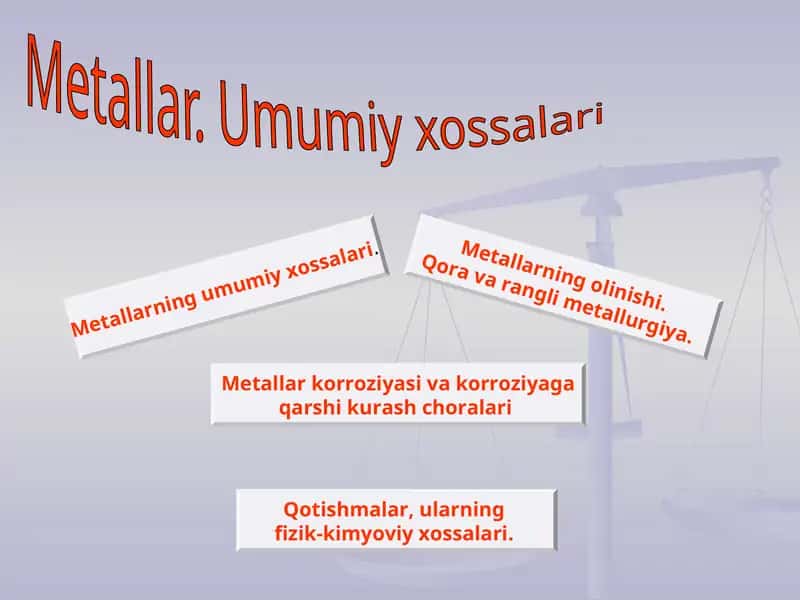 Metallar. Umumiy xossalari
