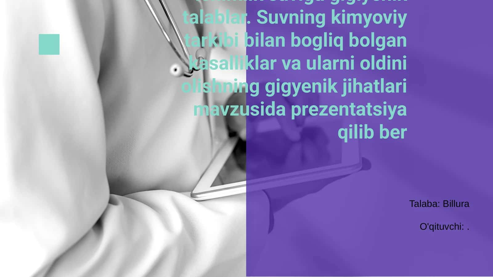 Ichimlik suviga gigiyenik talablar