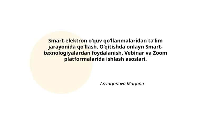Smart-elektron o‘quv qo‘llanmalaridan ta’lim jarayonida qo‘llash