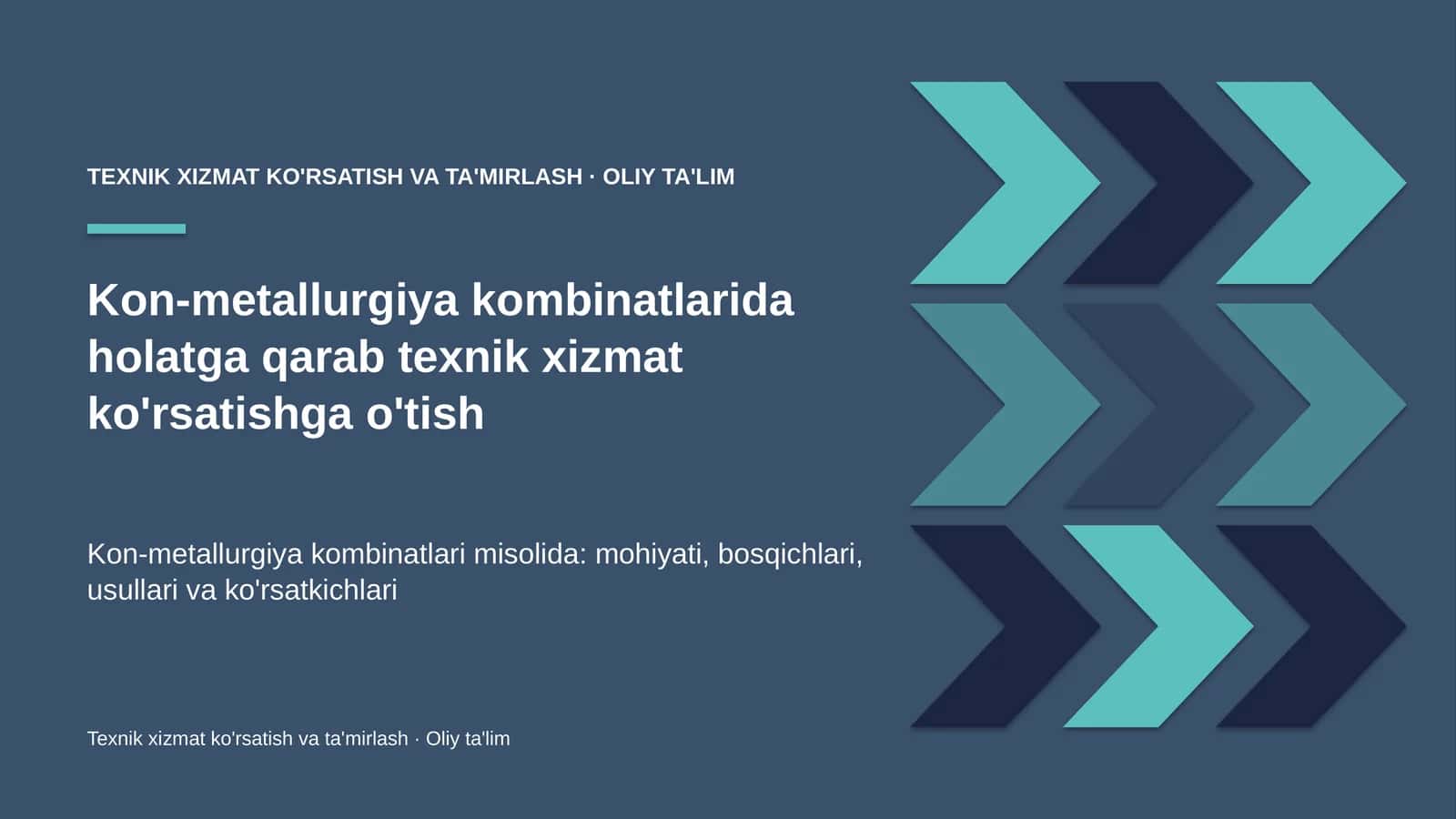 Kon-metallurgiya kombinatlarida holatga qarab texnik xizmat ko'rsatishga o'tish