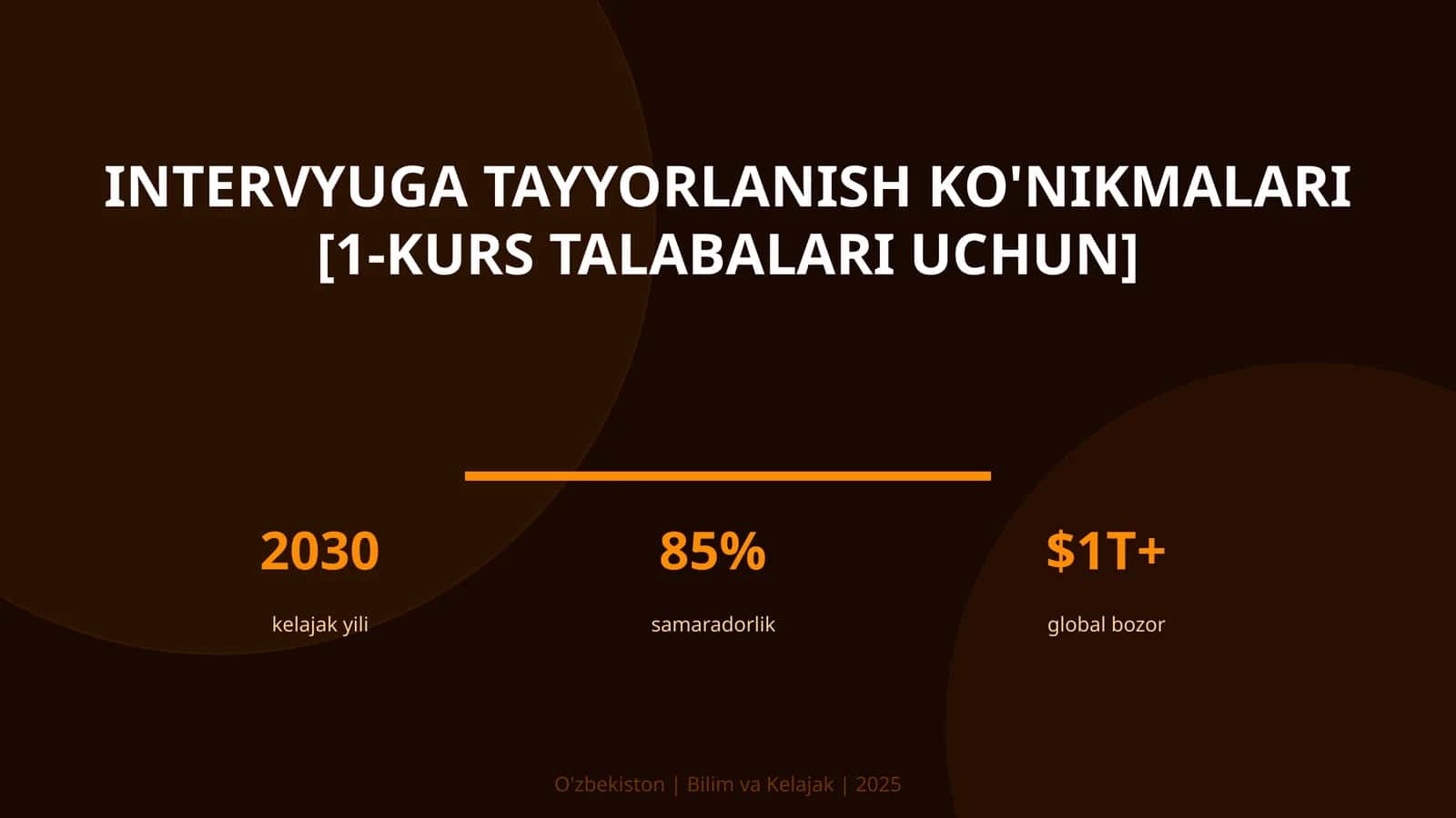 Intervyuga tayyorlanish ko'nikmalari [1-kurs talabalari uchun]