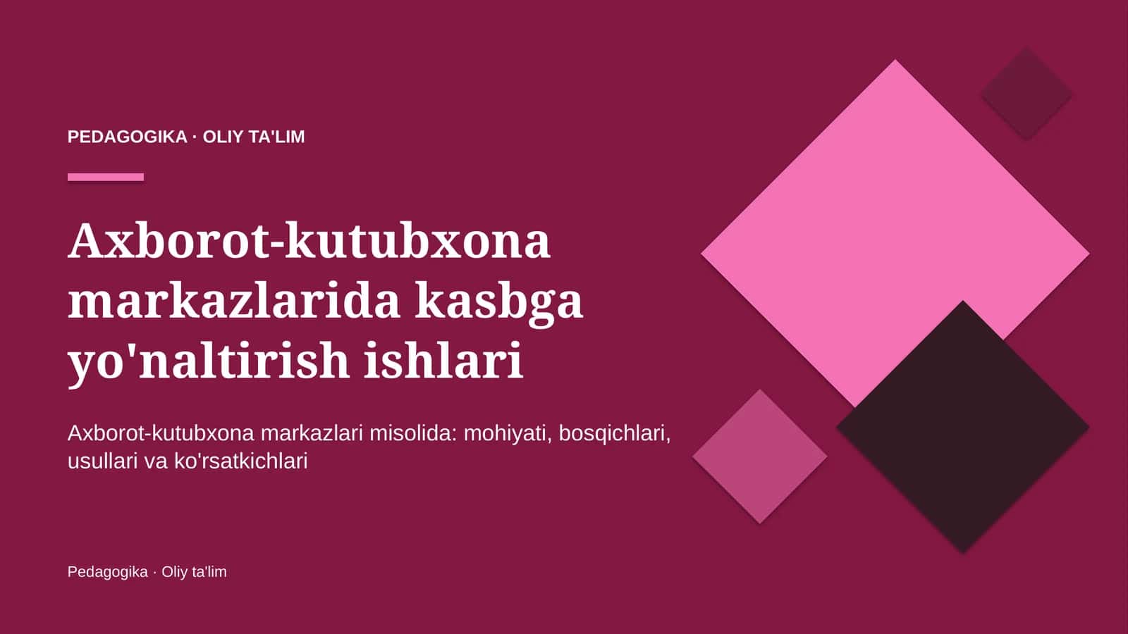 Axborot-kutubxona markazlarida kasbga yo'naltirish ishlari