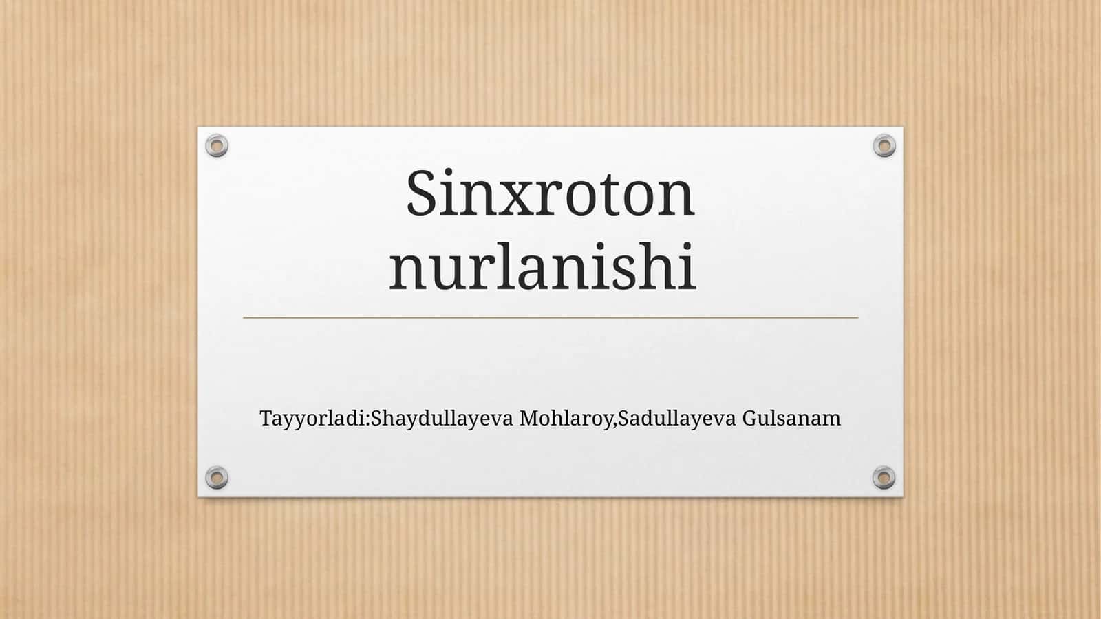 Sinxroton nurlanish