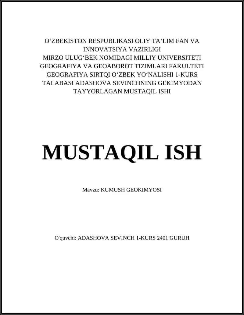 KUMUSH GEOKIMYOSI